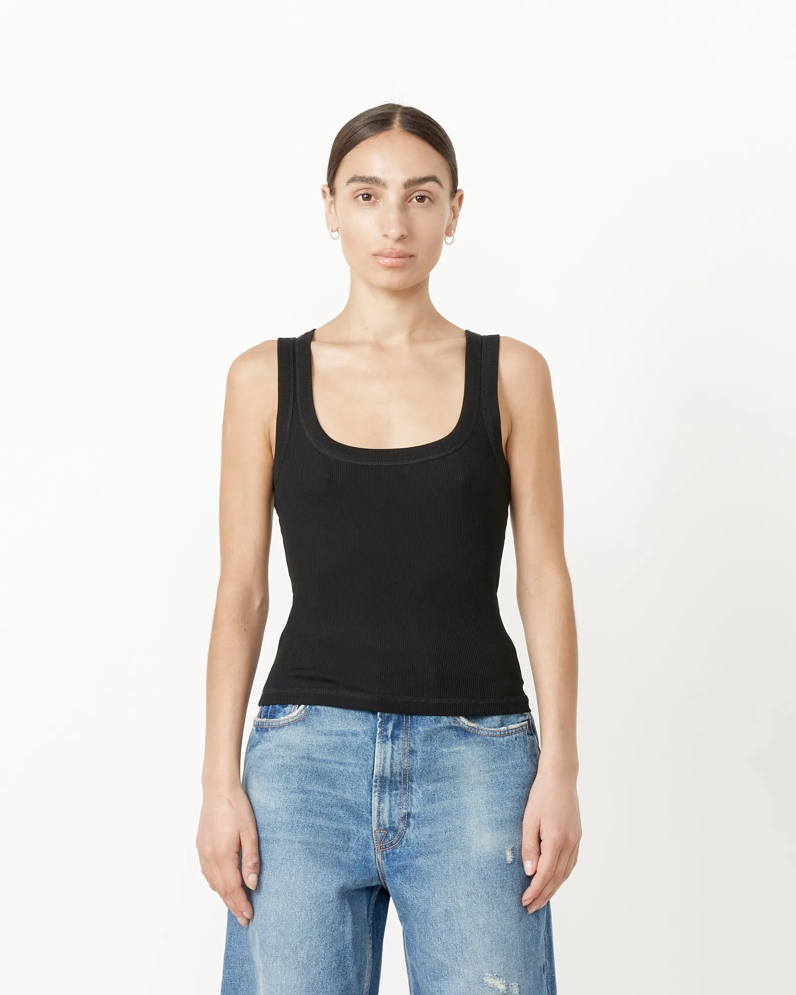 Le Debardeur Gros Grain Top in Black