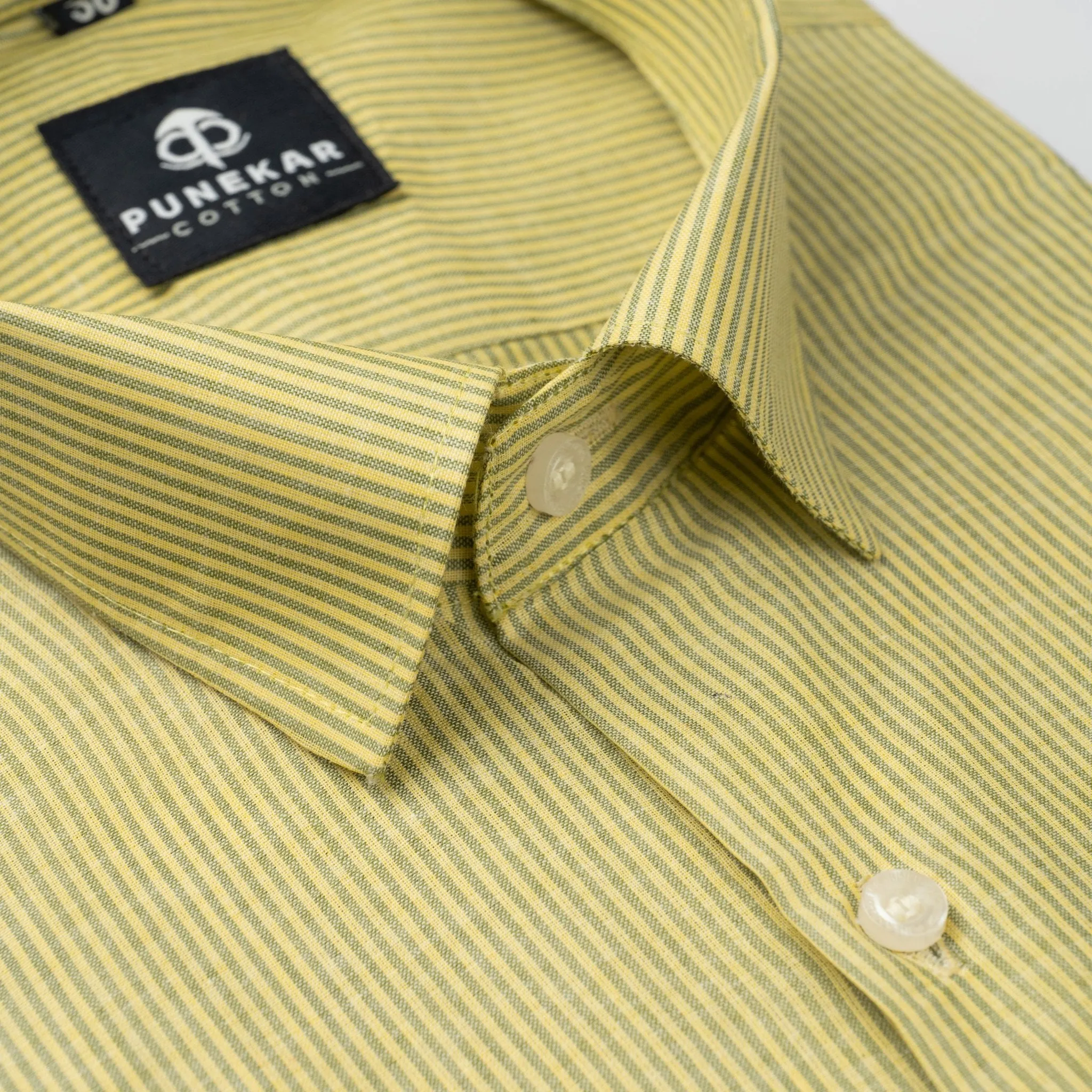 Light Yellow Color Lining Paper Cotton Shirts For Men