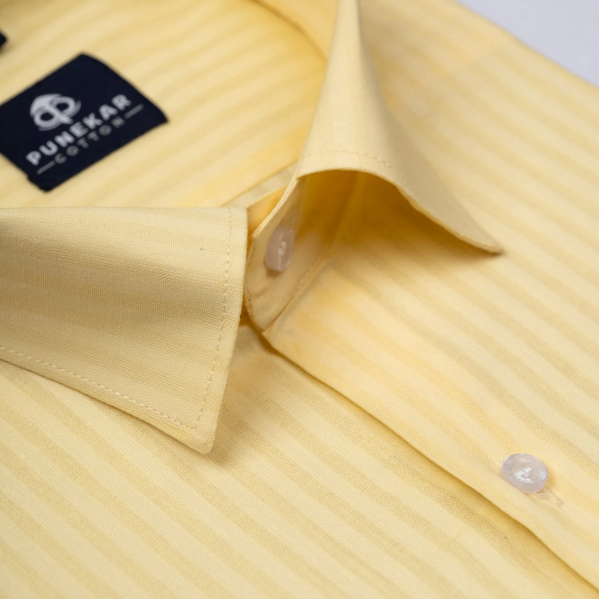 Light Yellow Color vertical Cotton stripe Shirt For Men