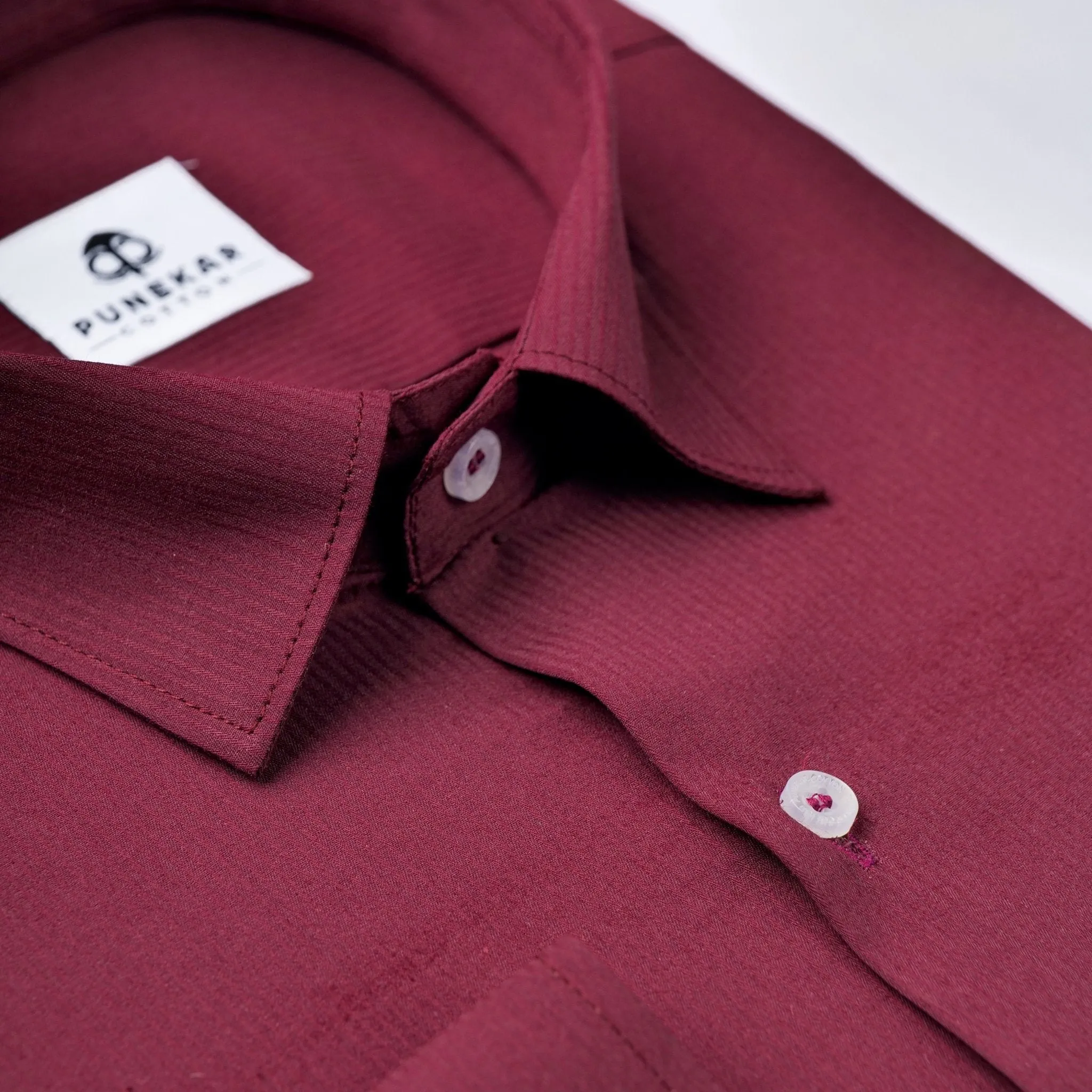 Maroon Color Lining Texture Lycra Cotton Shirt For Men