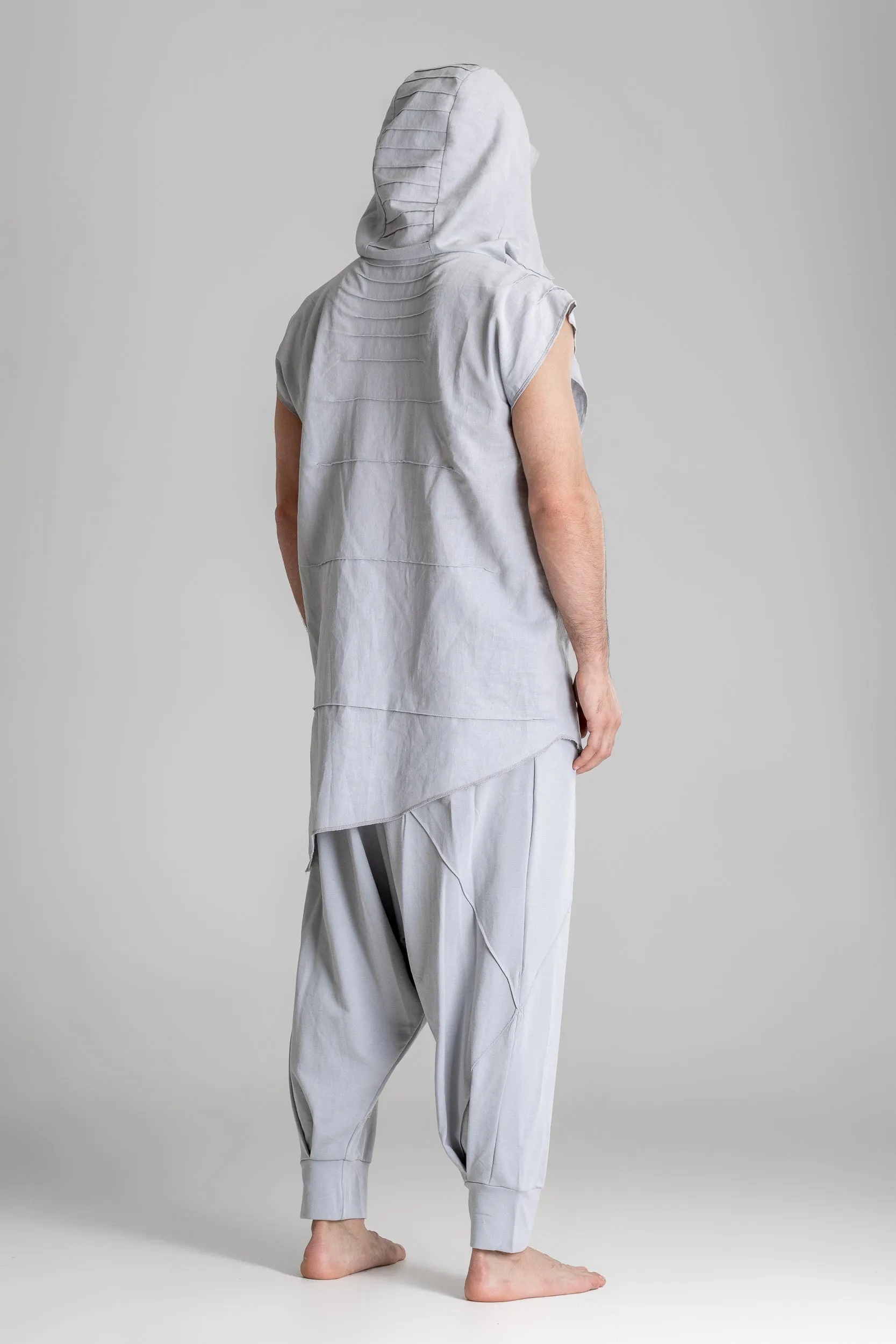 Men hooded linen shirt