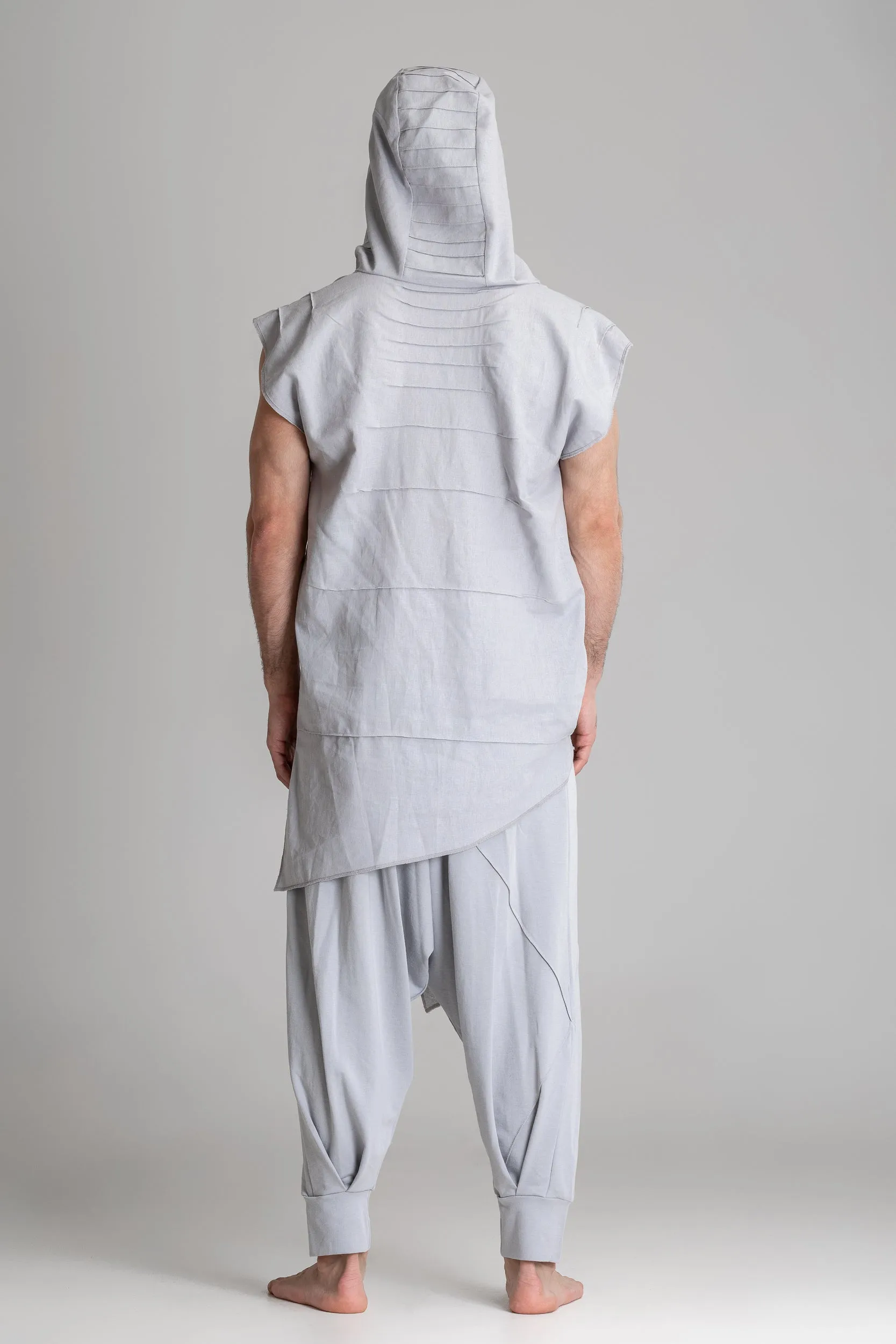 Men hooded linen shirt