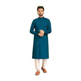 Men's Cotton Silk Plain Long Kurta Pajama