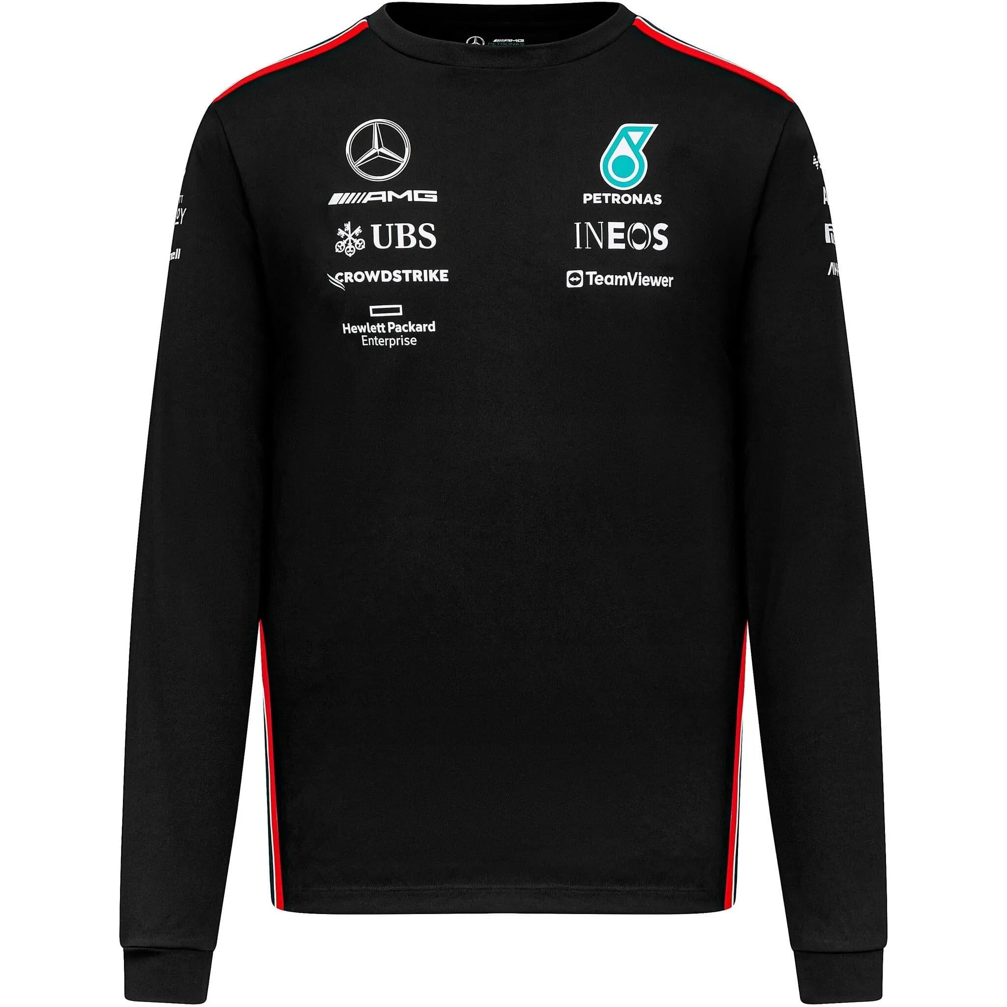 Mercedes AMG Petronas F1 2023 Men's Long Sleeve Driver T-Shirt - Black/White