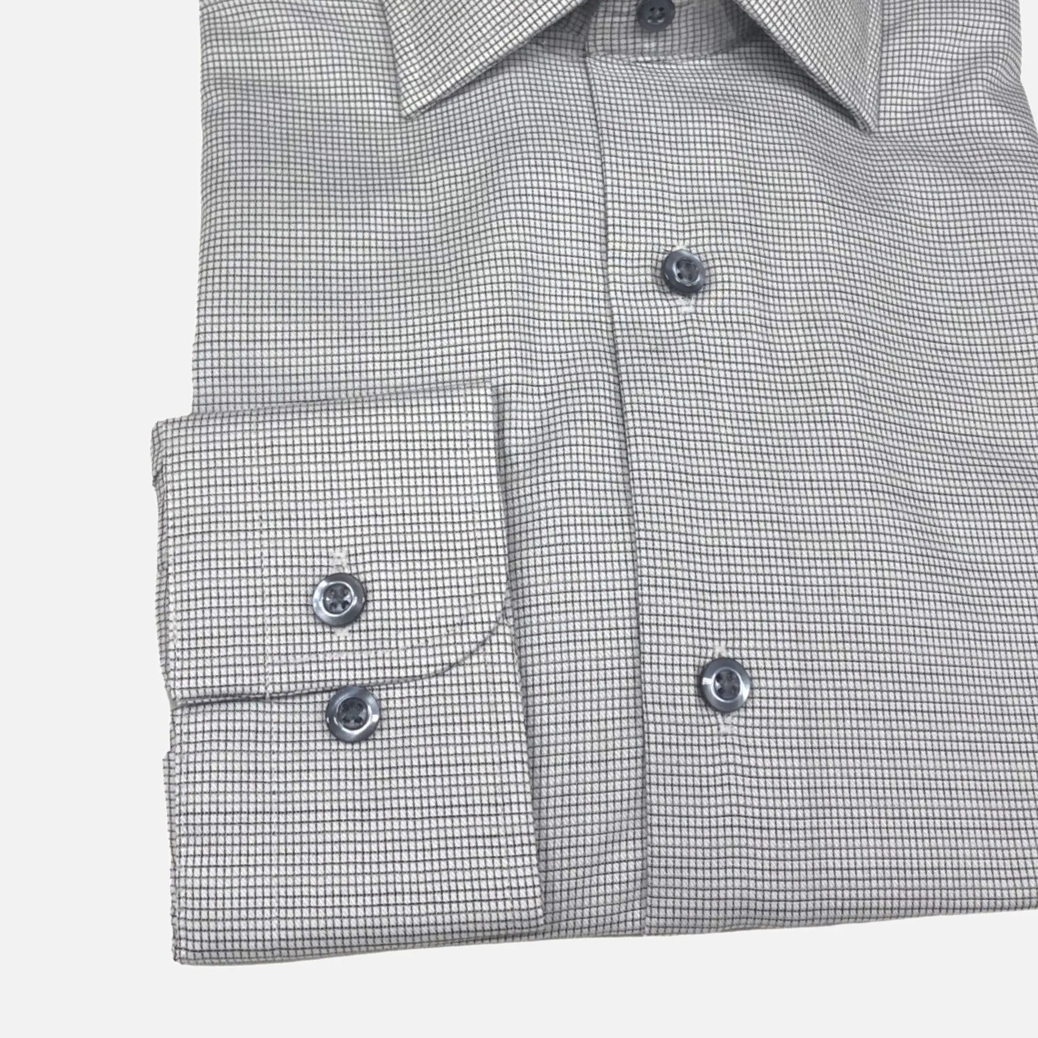 Modena Contemporary Fit Dress Shirt: Gray Mini Check Line Pattern