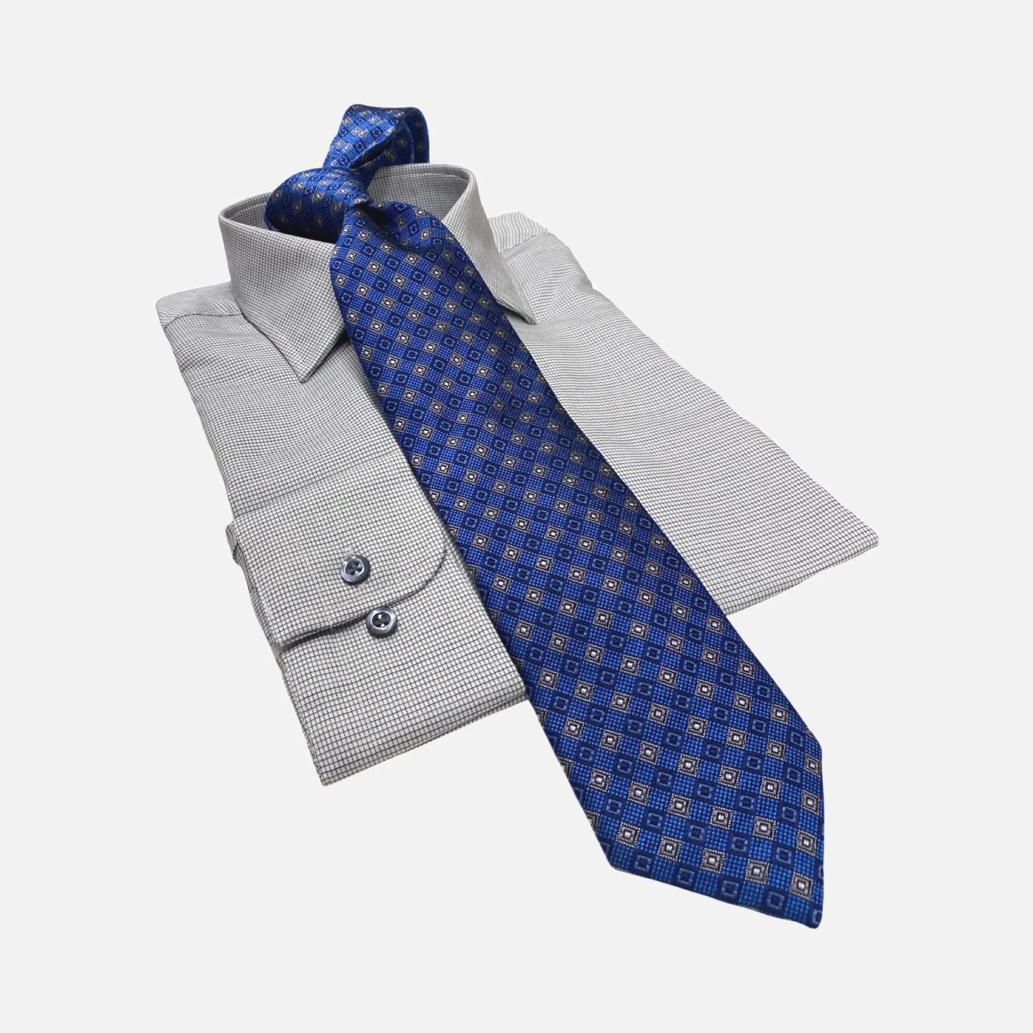 Modena Contemporary Fit Dress Shirt: Gray Mini Check Line Pattern