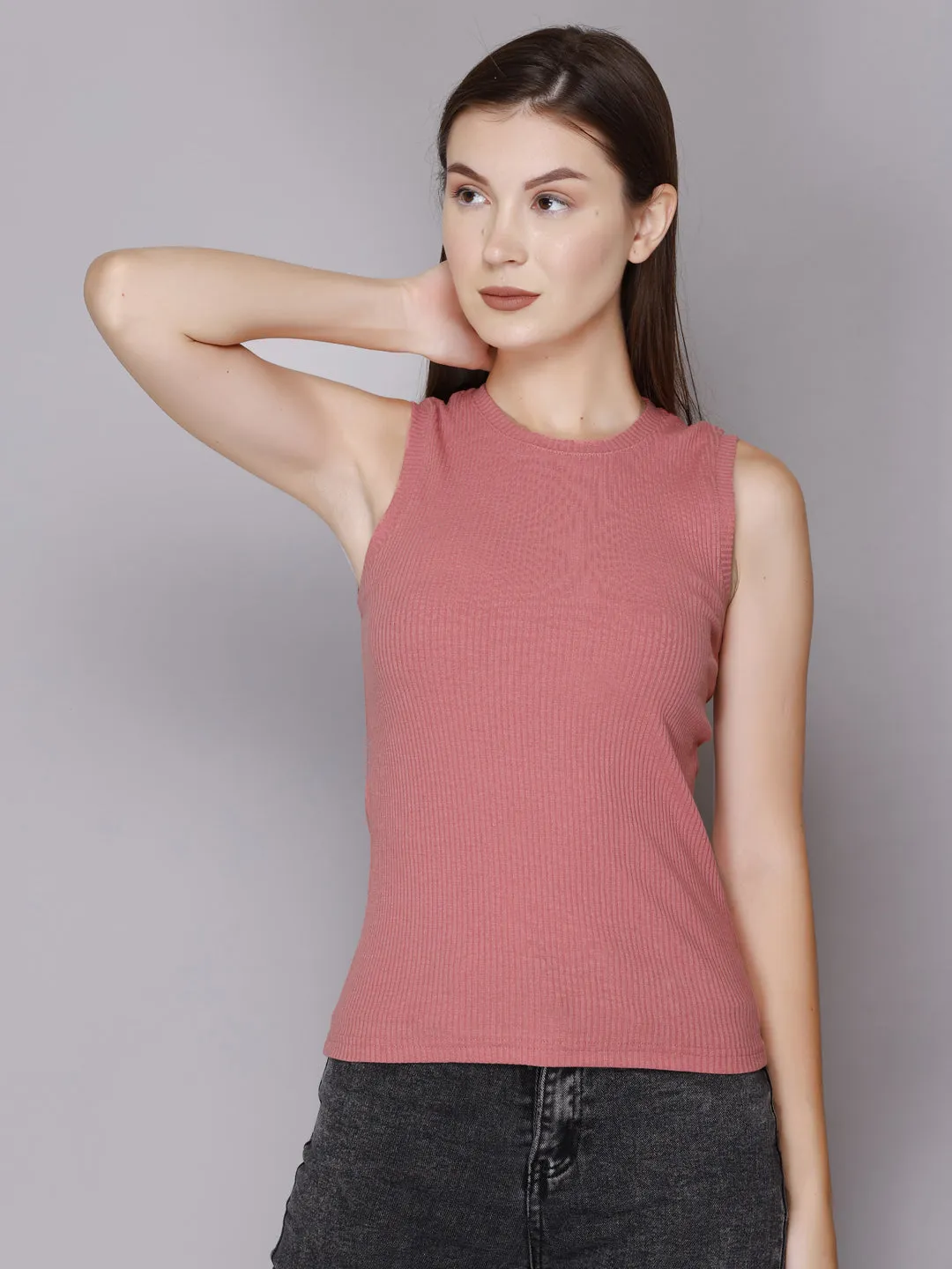 Modish Rib Tank Top-Women/Girls