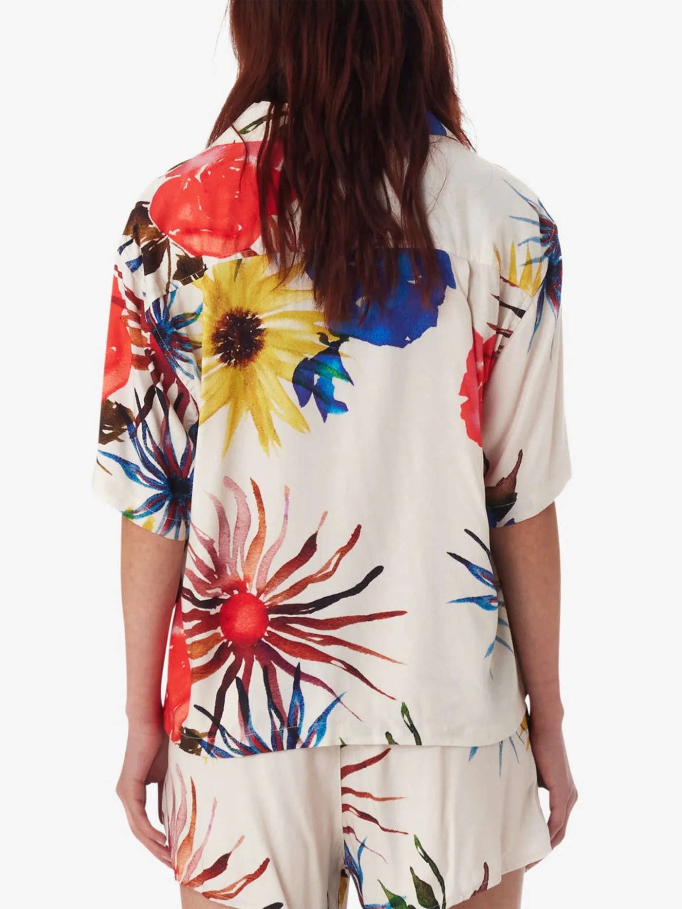 Multi Flowers Short Sleeve Buttondown Shirt