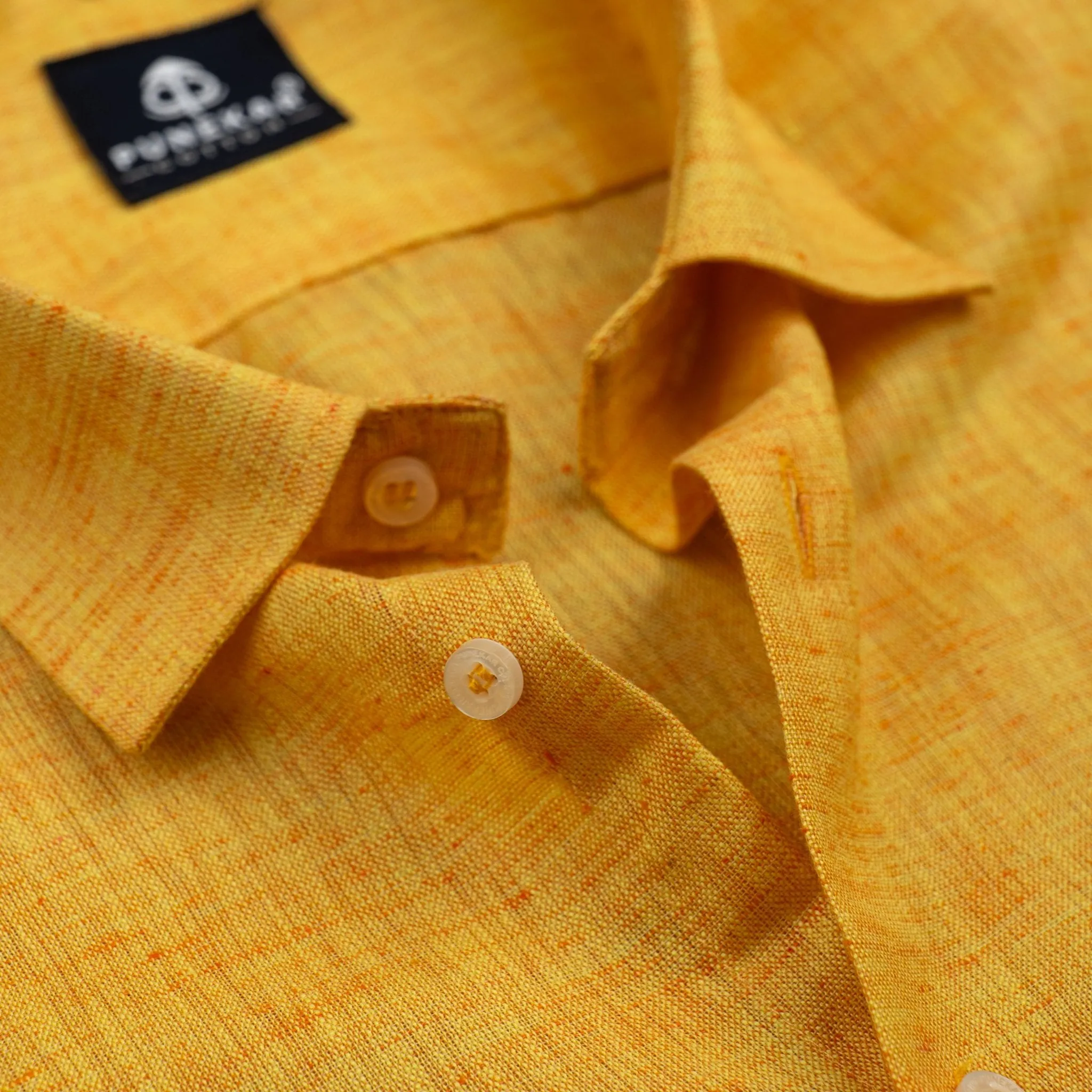 Mustard Yellow Color Poly Cotton Shirt For Men