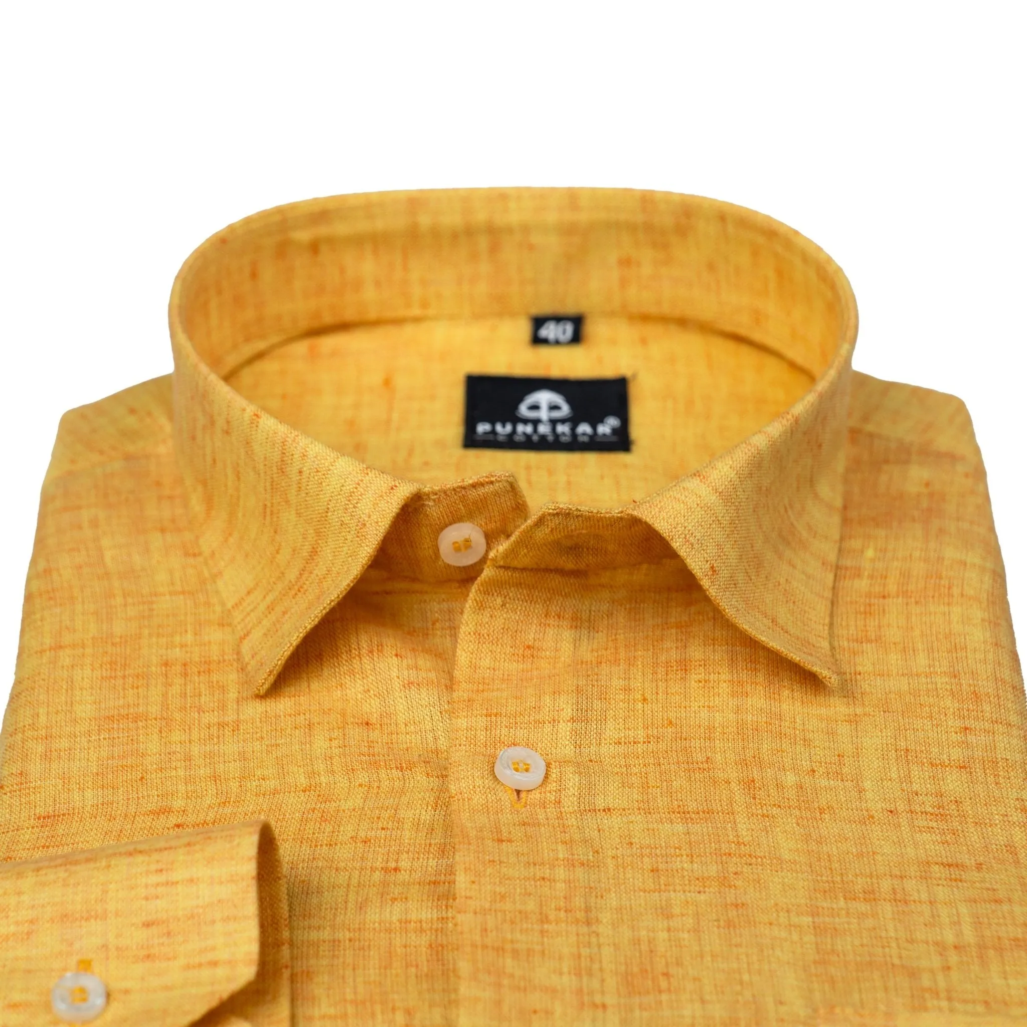 Mustard Yellow Color Poly Cotton Shirt For Men