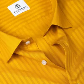 Mustard yellow Color vertical Cotton stripe Shirt For Men