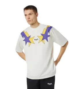 Phobia adult white short sleeve t-shirt PH00620 with yellow and purple starry lightning print