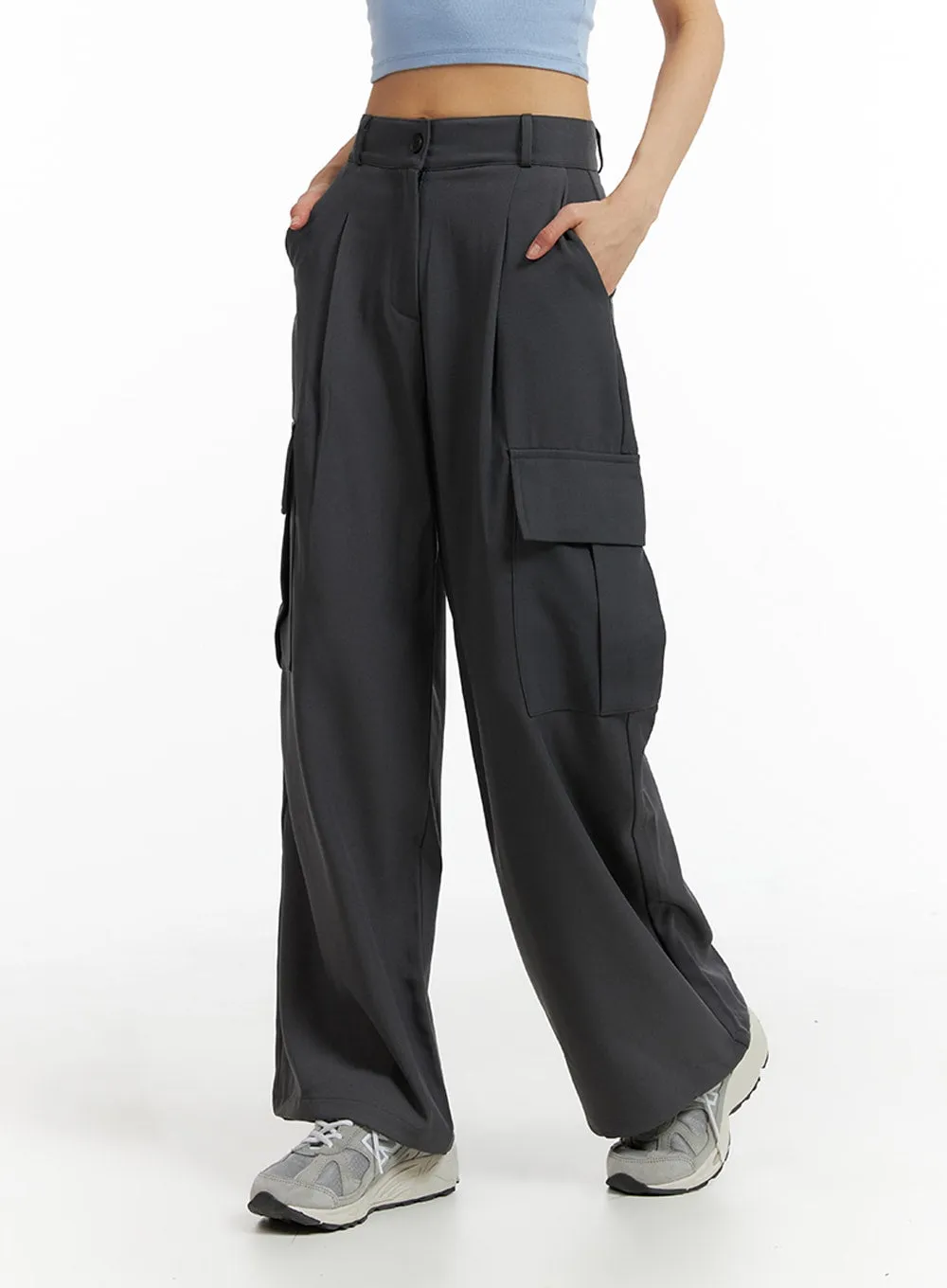 Pintuck Cargo Wide-Leg Pants IF402