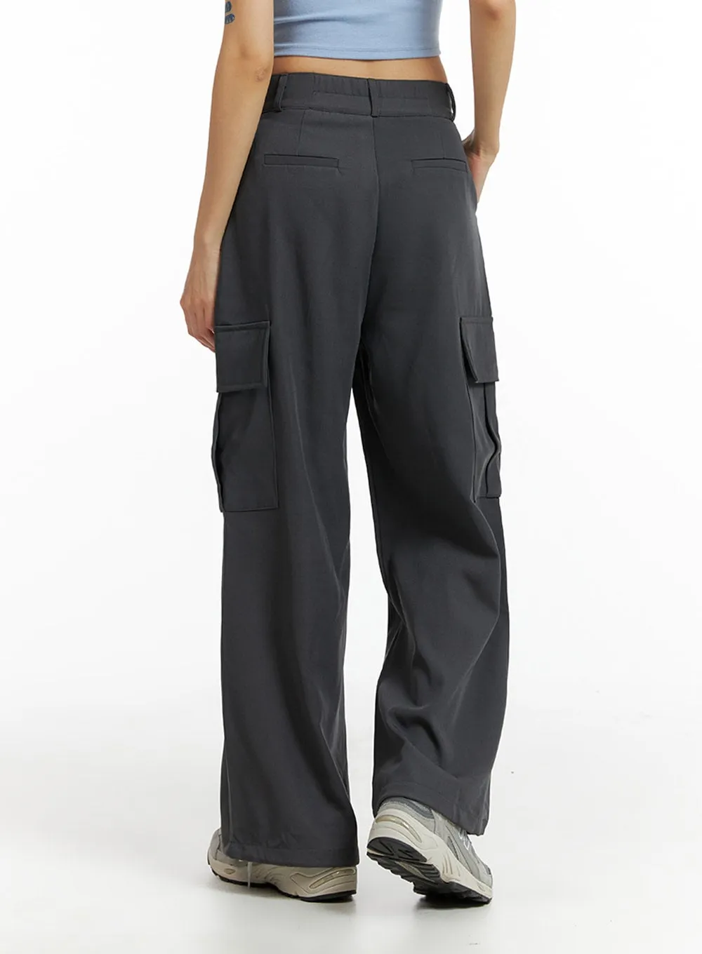 Pintuck Cargo Wide-Leg Pants IF402