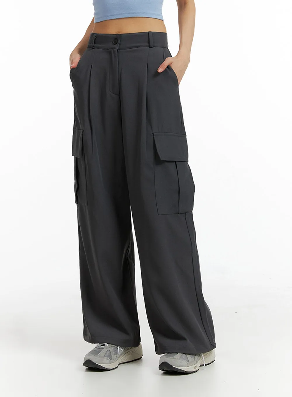 Pintuck Cargo Wide-Leg Pants IF402