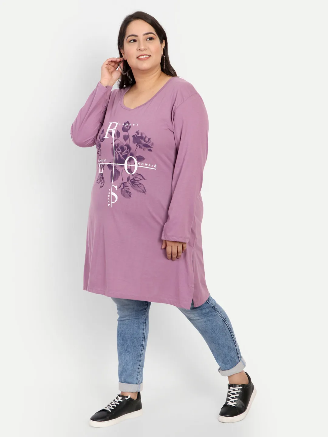 Plus Size Cotton Long Tops for Women Full Sleeves - Pack of 2 (Lavender & Black)