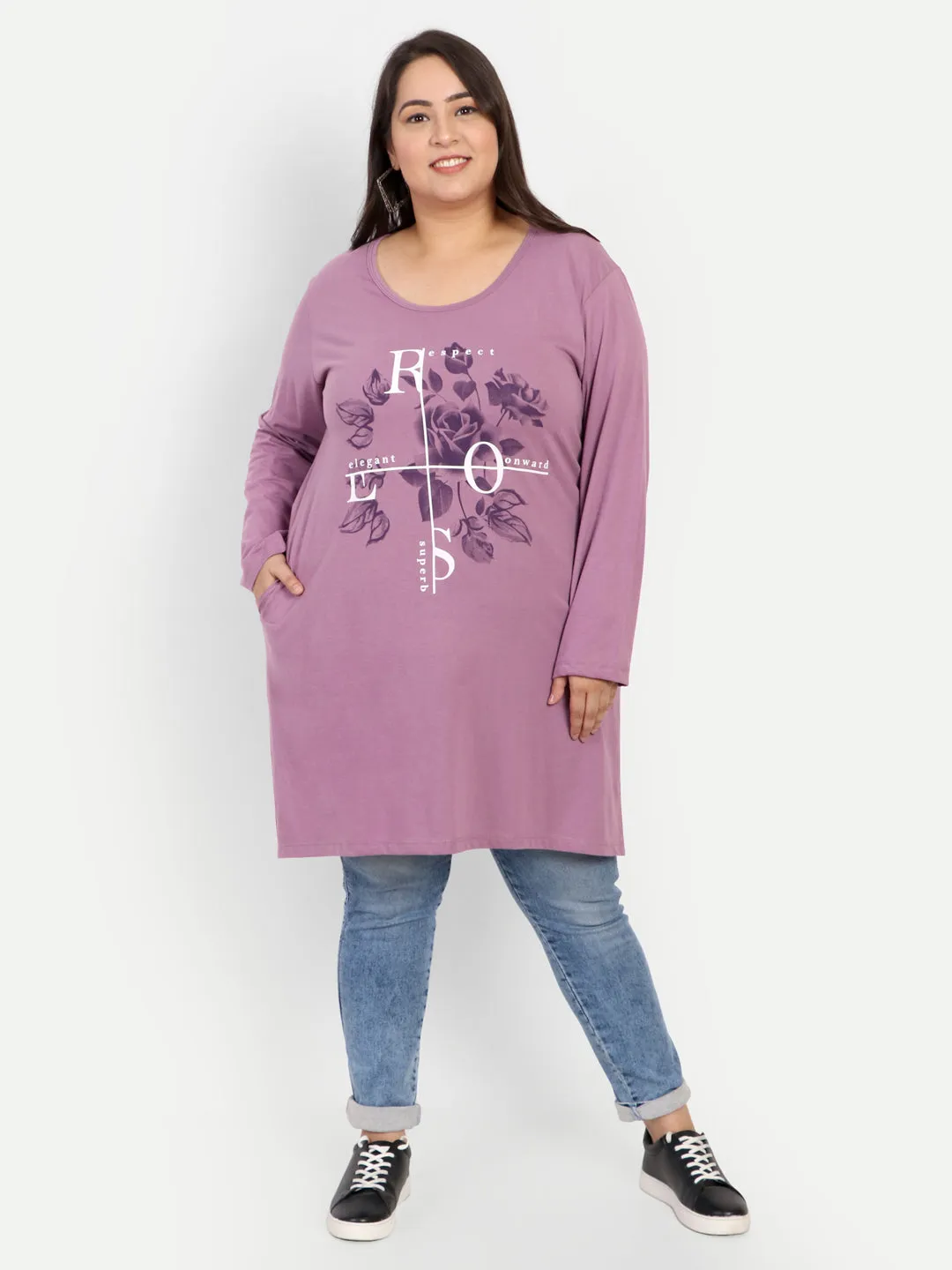 Plus Size Cotton Long Tops for Women Full Sleeves - Pack of 2 (Lavender & Black)