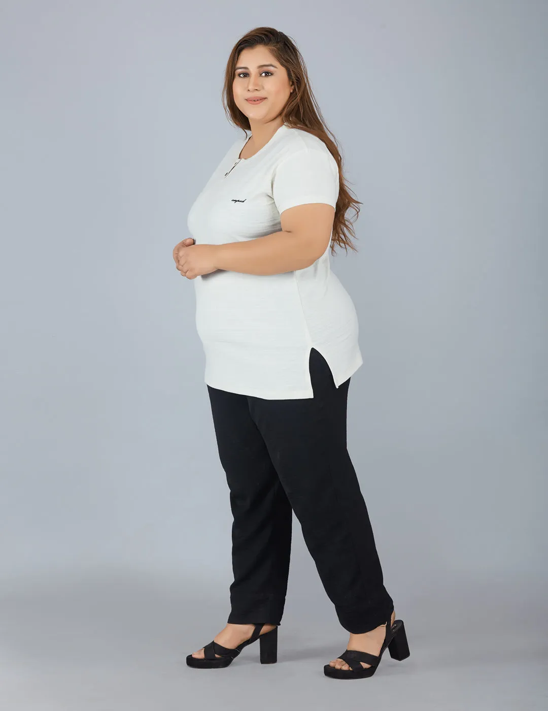 Plus Size Cotton T-shirts For Summer - Off White