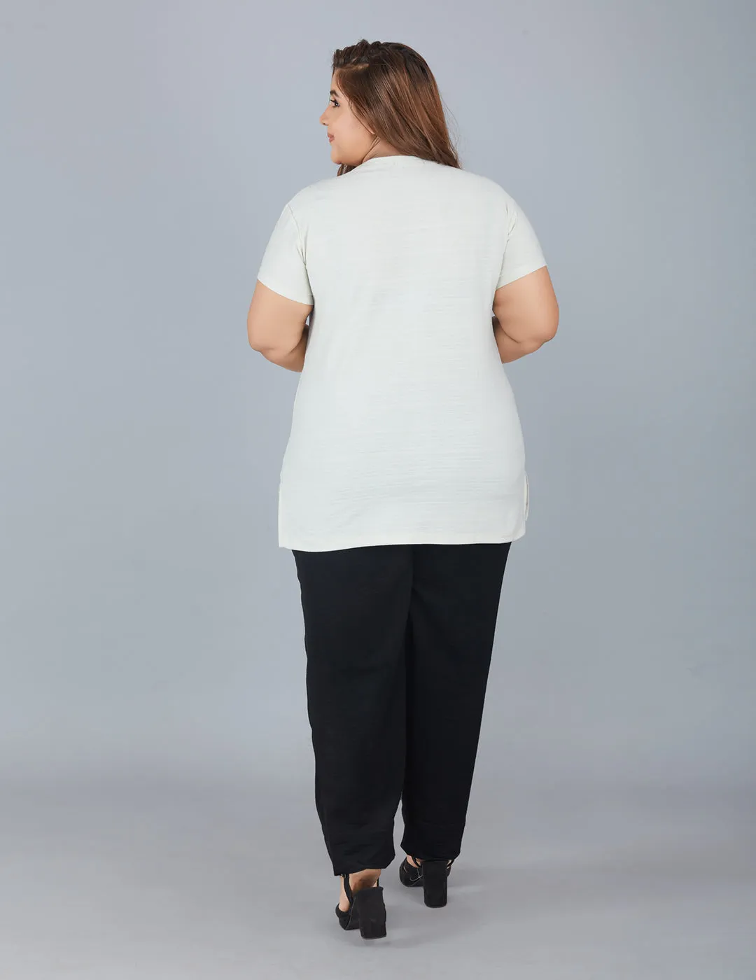 Plus Size Cotton T-shirts For Summer - Off White