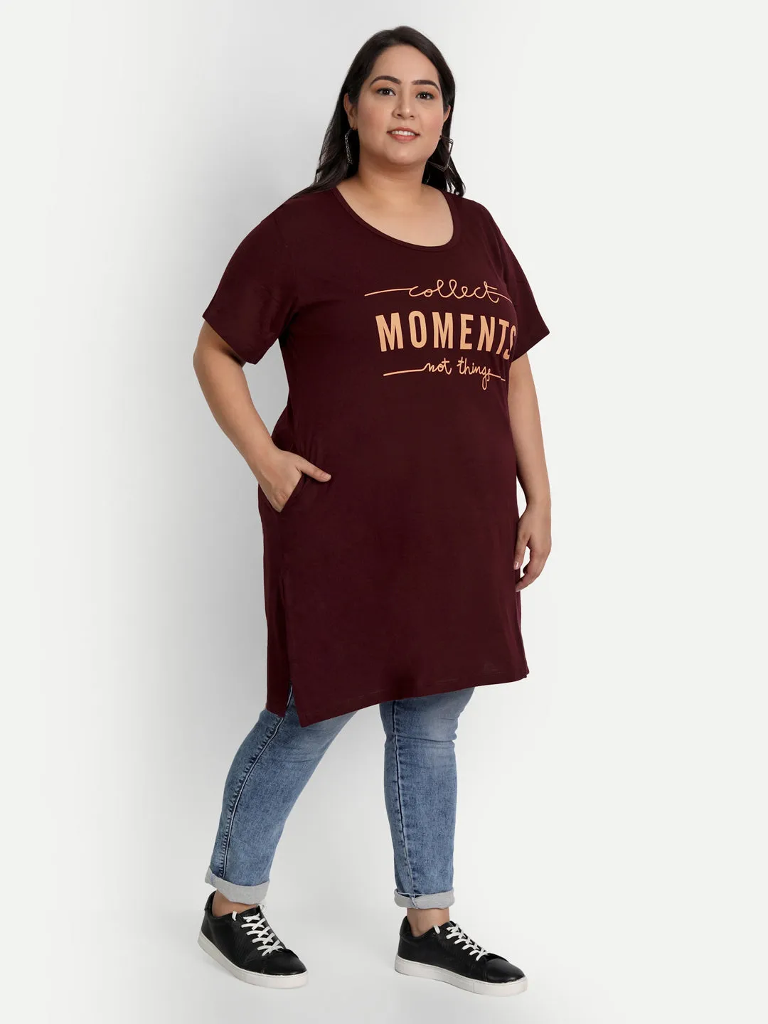 Plus Size Long T-shirts For Women - Half Sleeve - Pack of 2 (Lemon & Wine)