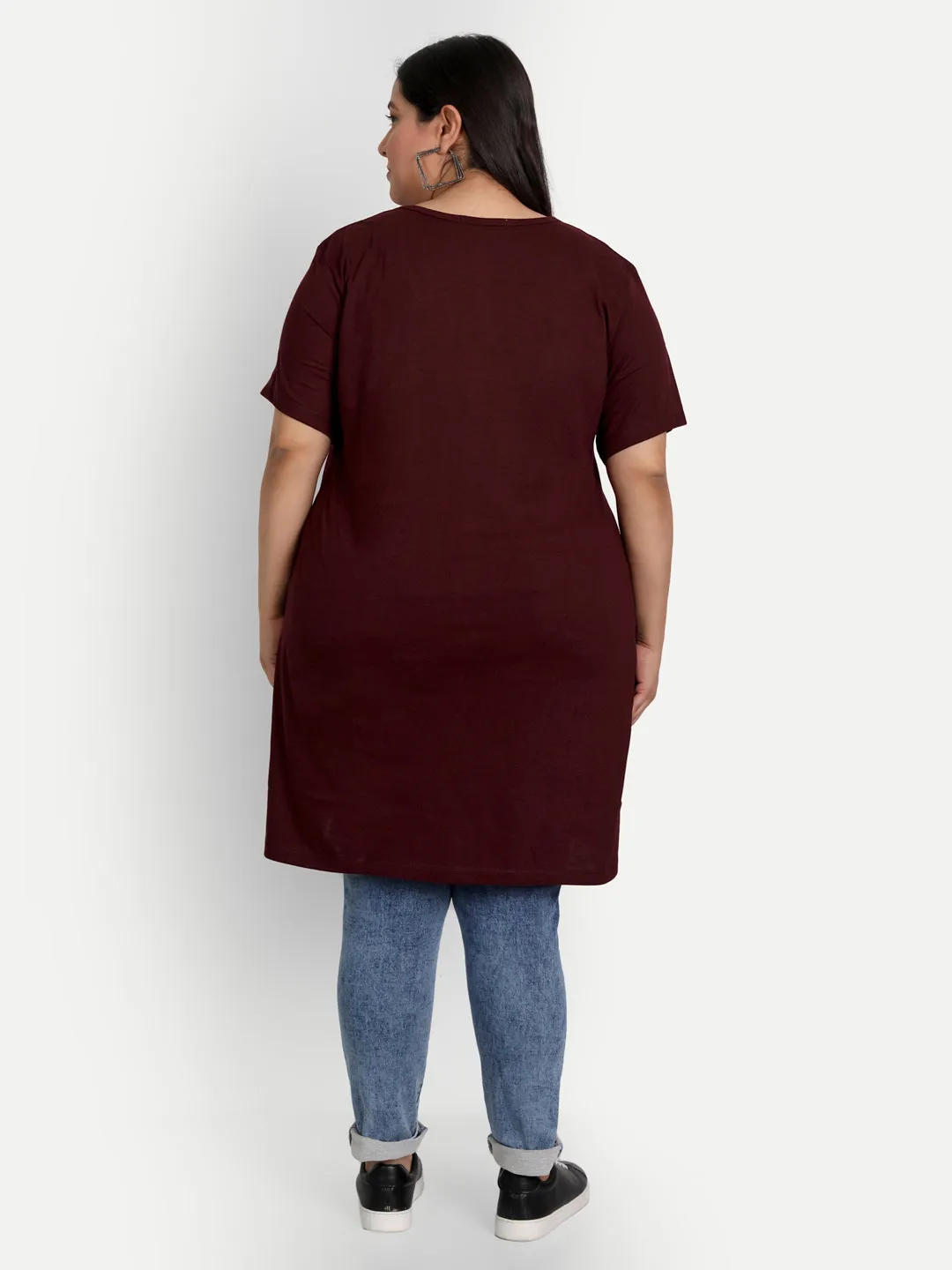 Plus Size Long T-shirts For Women - Half Sleeve - Pack of 2 (Lemon & Wine)