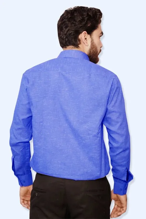 Punekar Cotton Men's Formal Handmade Blue Color Shirt for Men's.