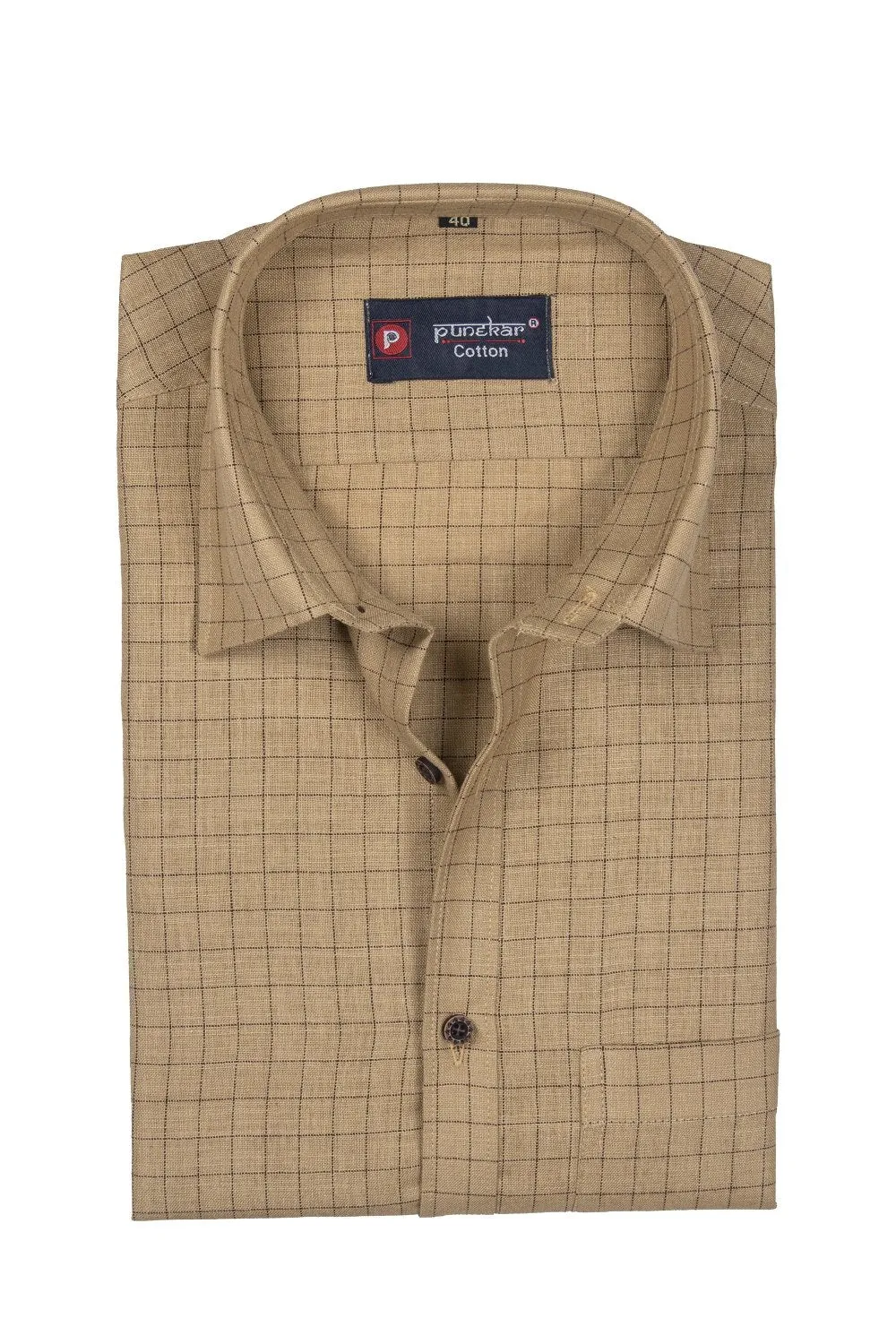 Punekar Cotton Multi Color Check Criss Cross Woven Cotton Shirt for Men's.