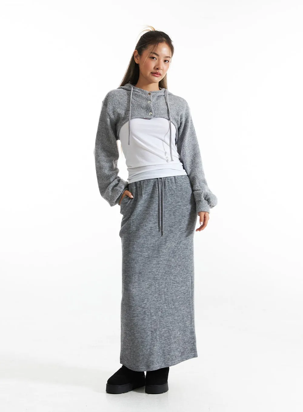 Ribbed Knit Maxi Skirt CO313