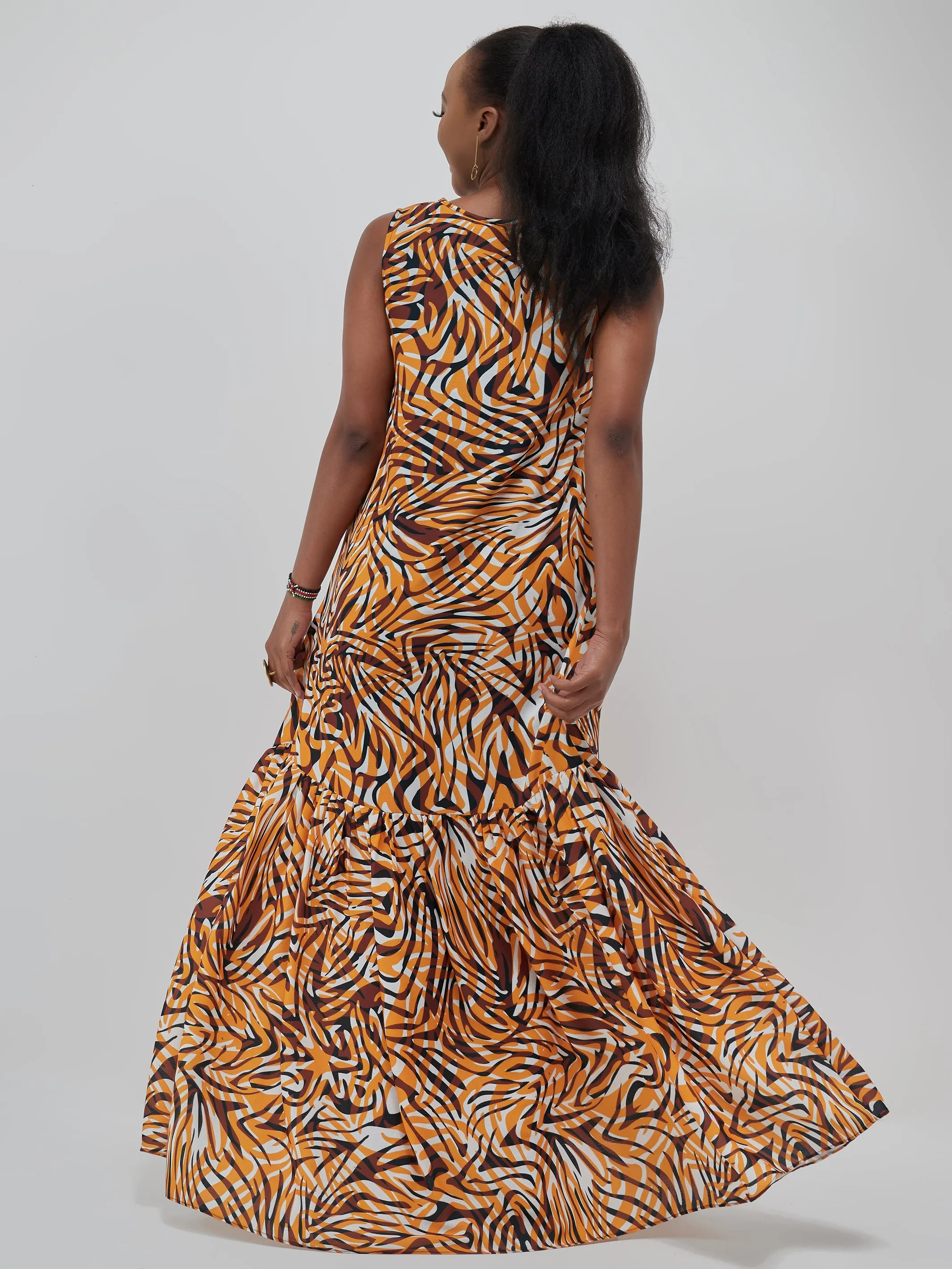 Safari Ayana Sleeveless Maxi Dress - Mustard Print