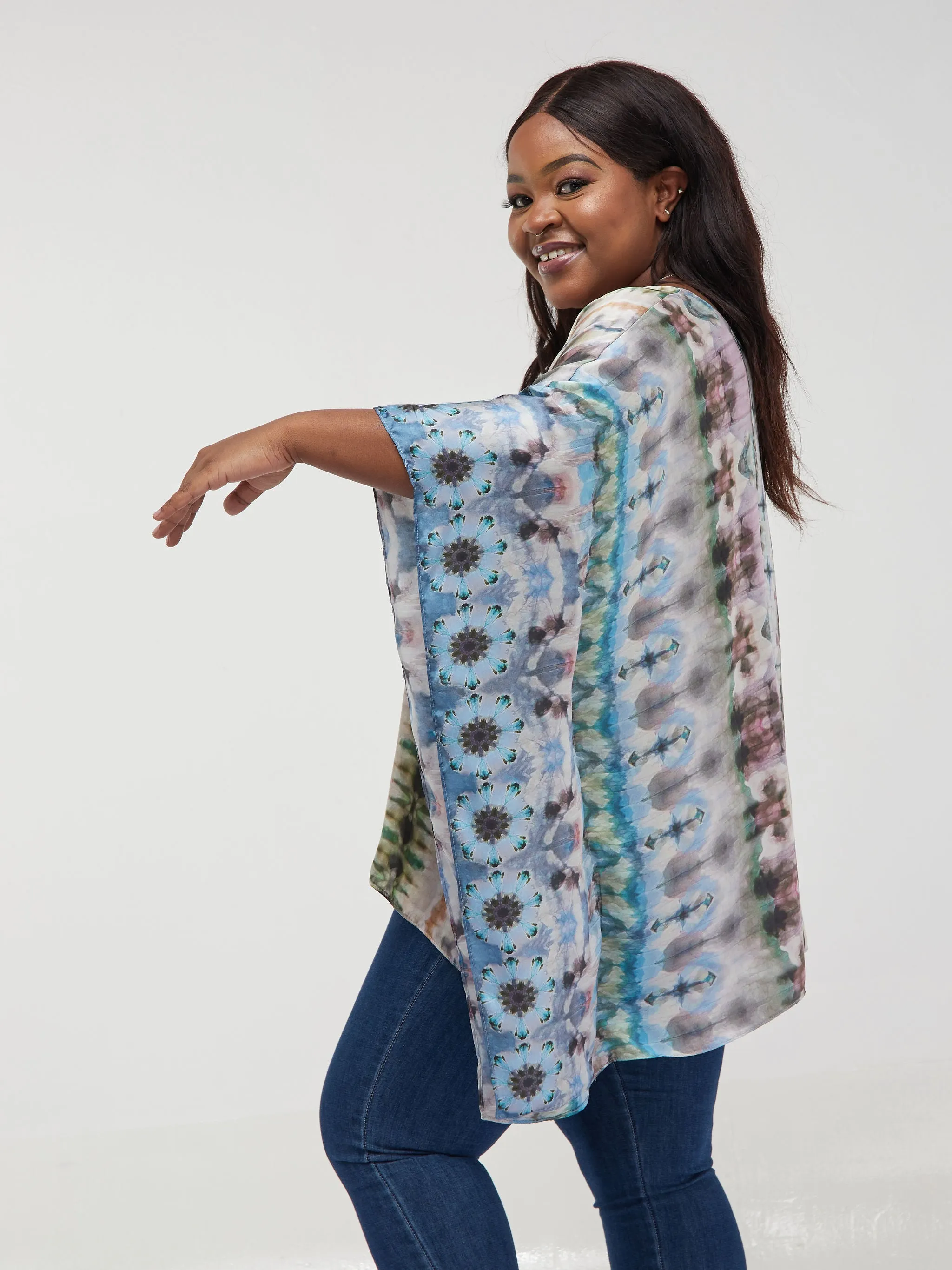 Safari Ayana Wide Top - Blue Tie & Dye Print