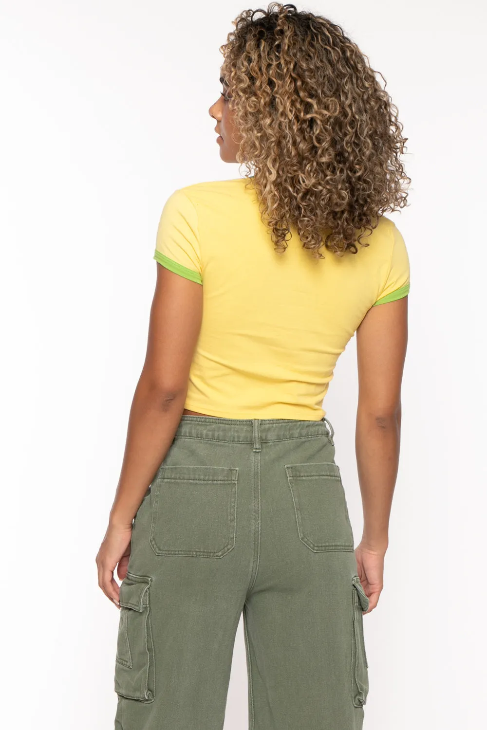 Spoiled - Bobby Jack Crop Ringer Top - Yellow