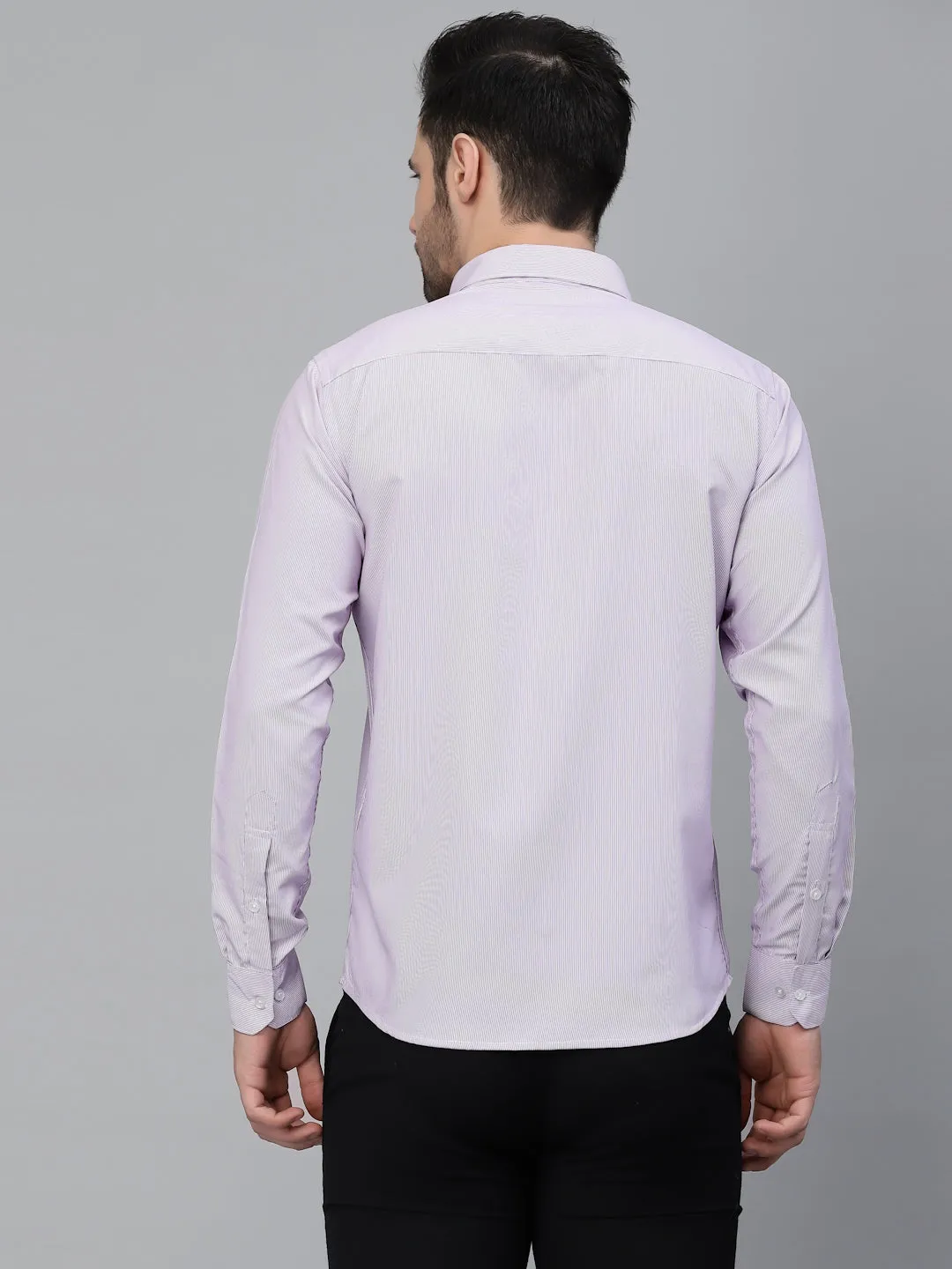 Style Quotient Men Lilac Pencil Striped Polycotton Regular Fit Formal  Shirt