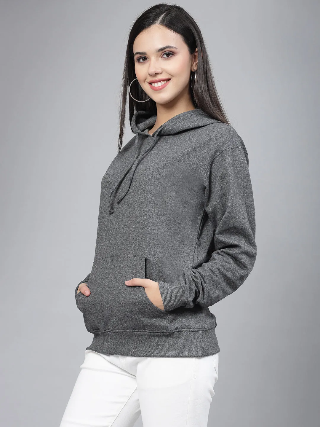 Style Quotient women grey hooded oversized sweatshirt