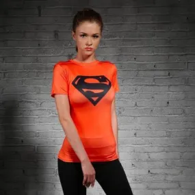 Supergirl 'Orange/Black' Compression Short Sleeve Rash Guard