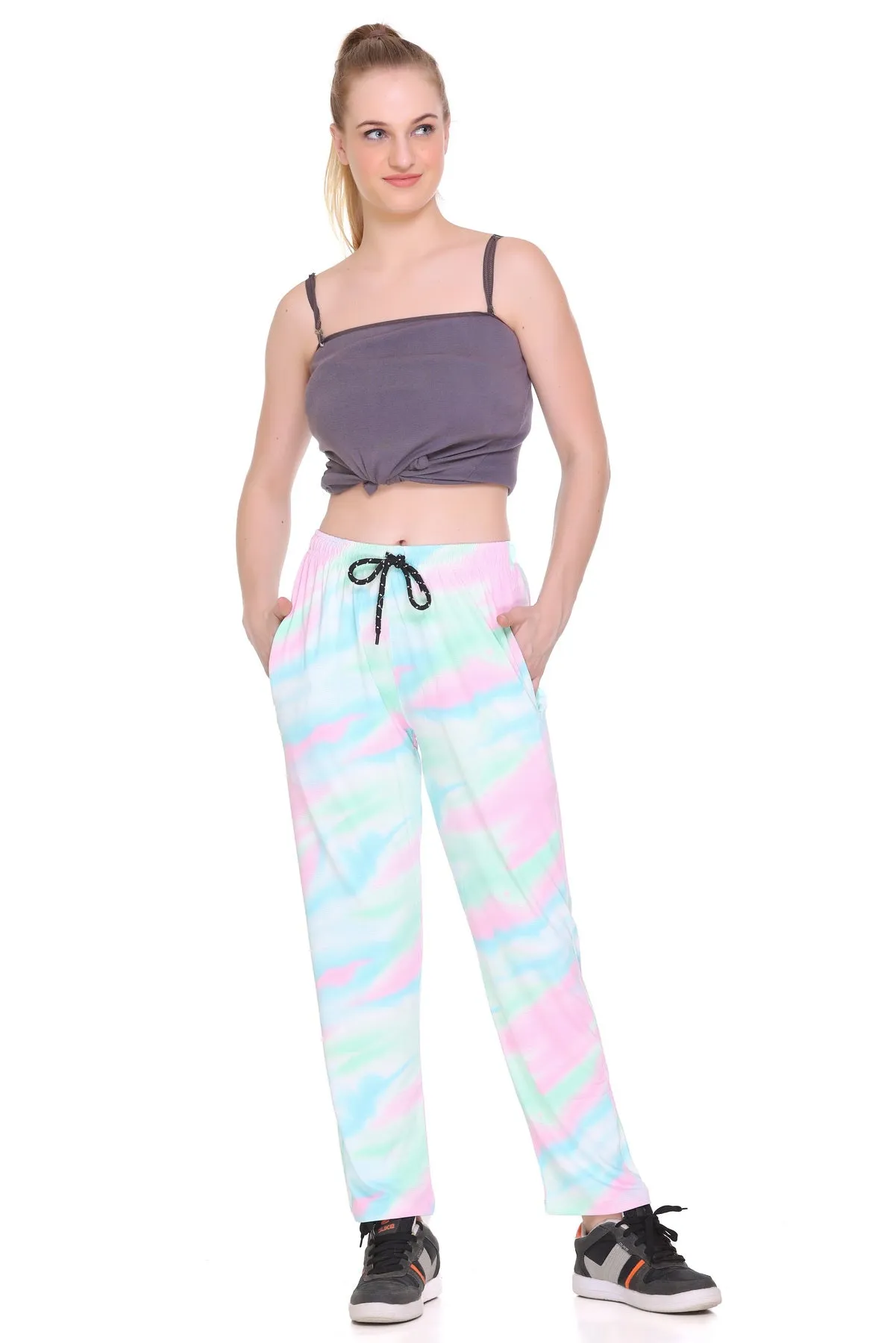 Tie-Dye Night Pajamas For Women - Aqua & Pink