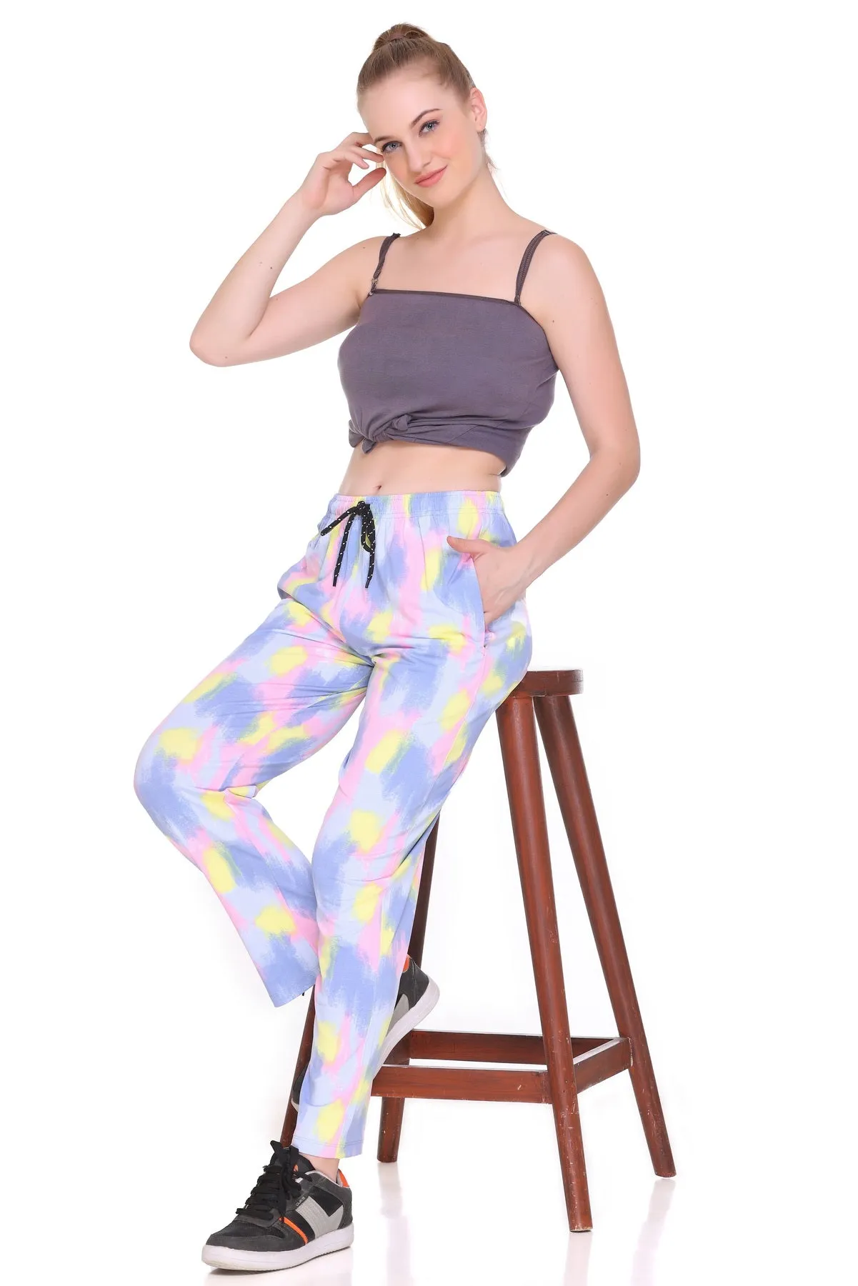 Tie-Dye Night Pajamas For Women - Blue & Pink