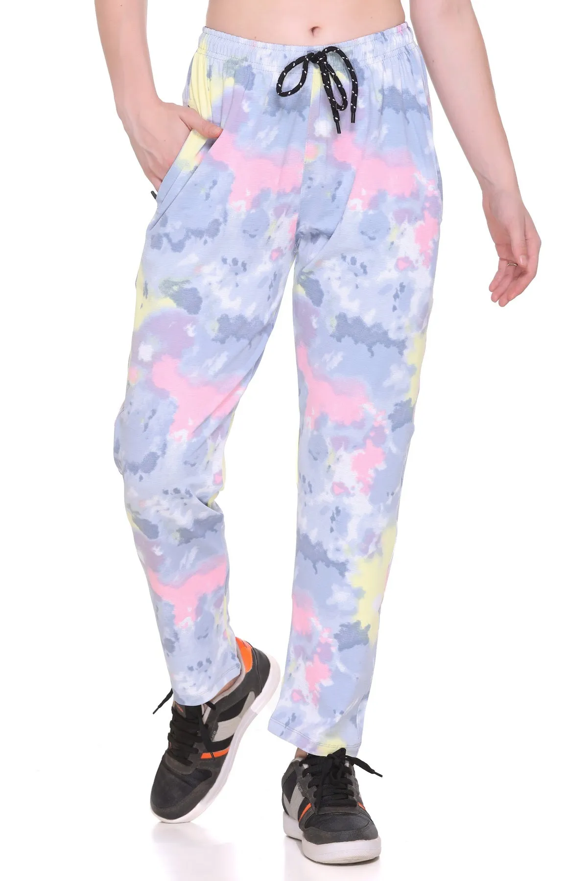 Tie-Dye Night Pajamas For Women - Grey & Pink