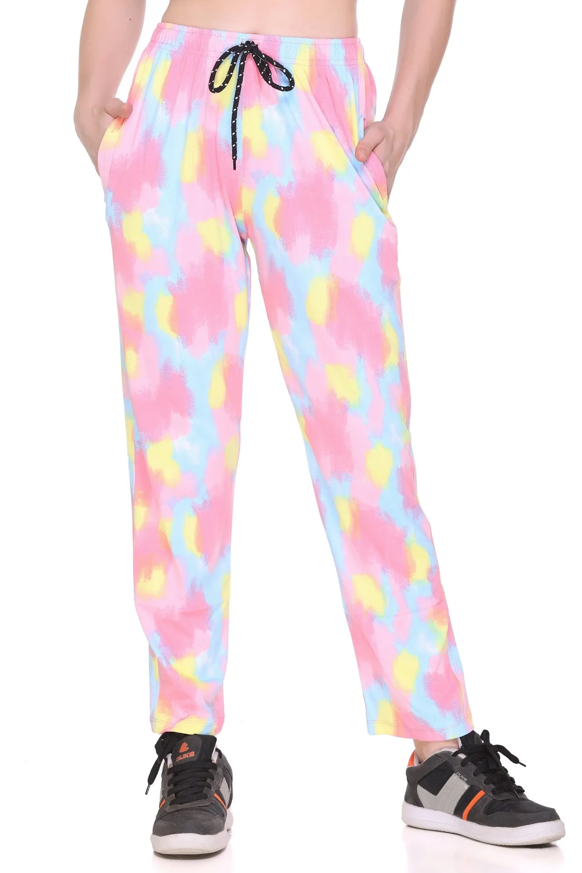 Tie-Dye Night Pajamas For Women - Yellow & Pink