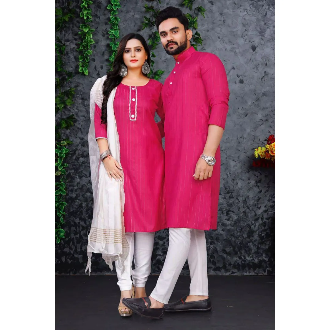 Traditional Couples Wear Indian Same Matching Outfits Set