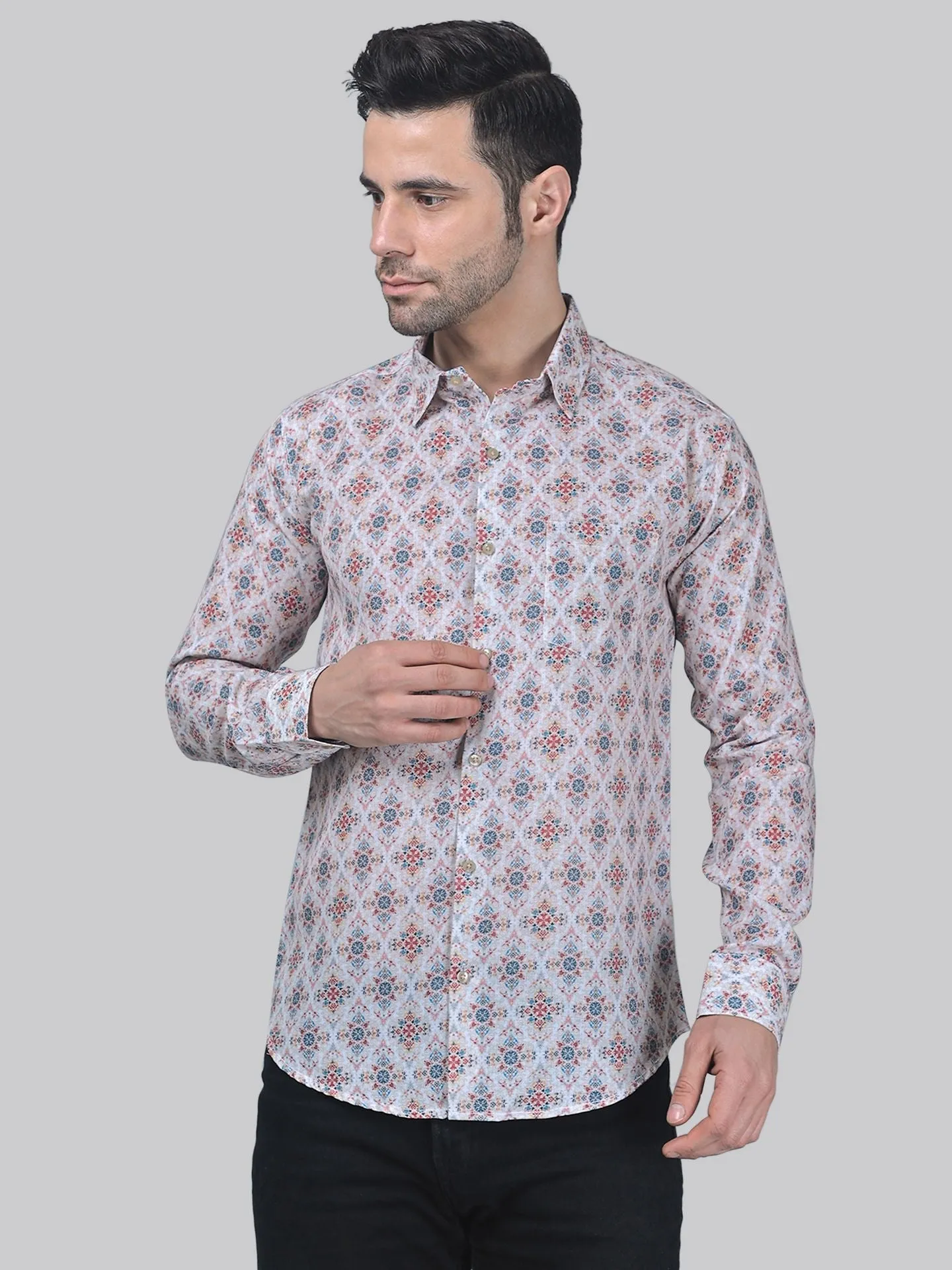 TryBuy Exclusive Men's Printed Full Sleeve Cotton Button-Up Shirt For Men