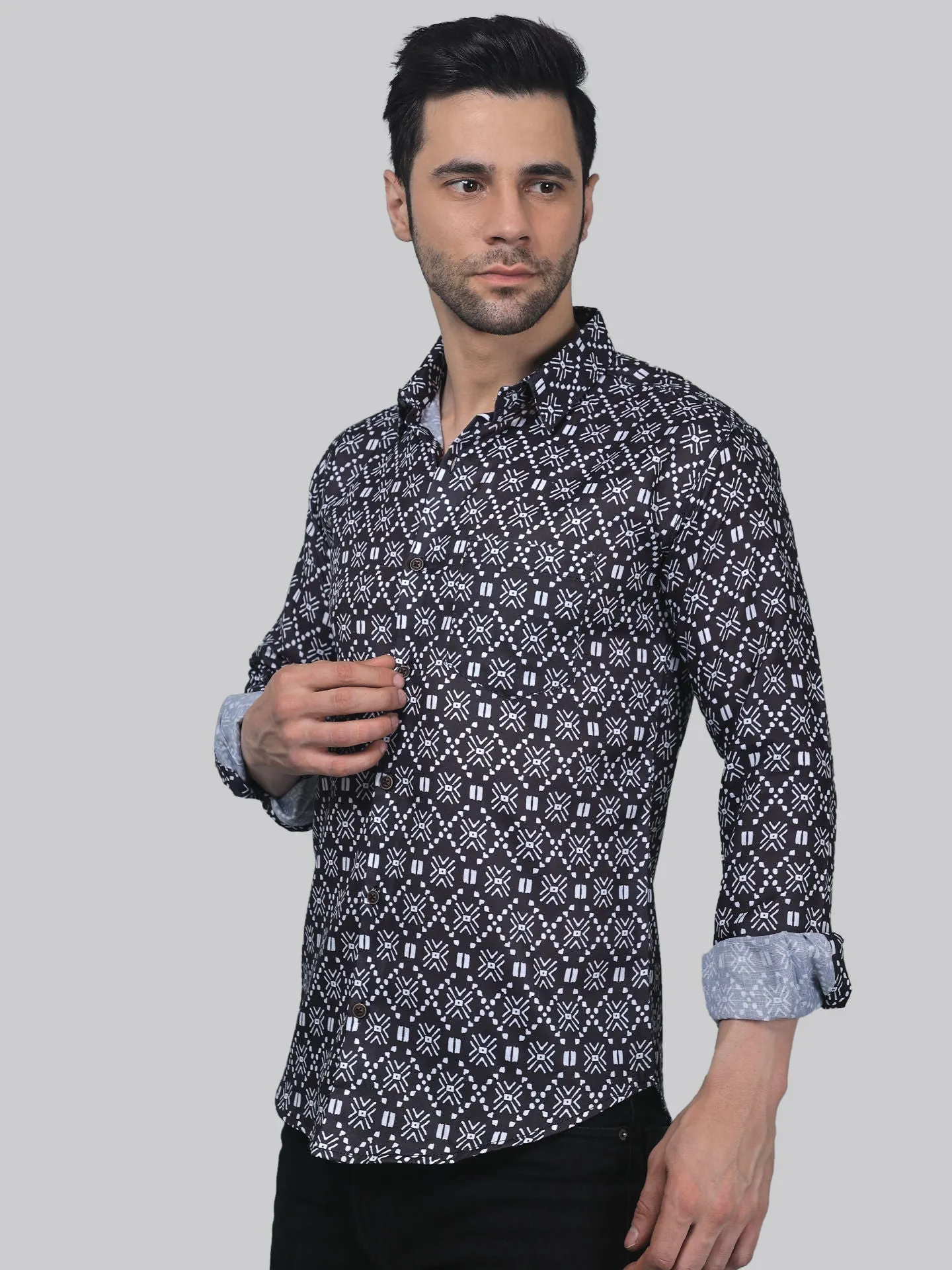 TryBuy Fancy Fabulous Full Sleeve Cotton Printed Button-Up Shirt For Men