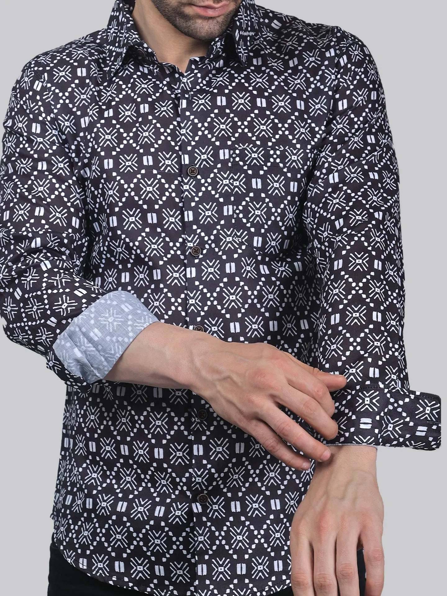 TryBuy Fancy Fabulous Full Sleeve Cotton Printed Button-Up Shirt For Men