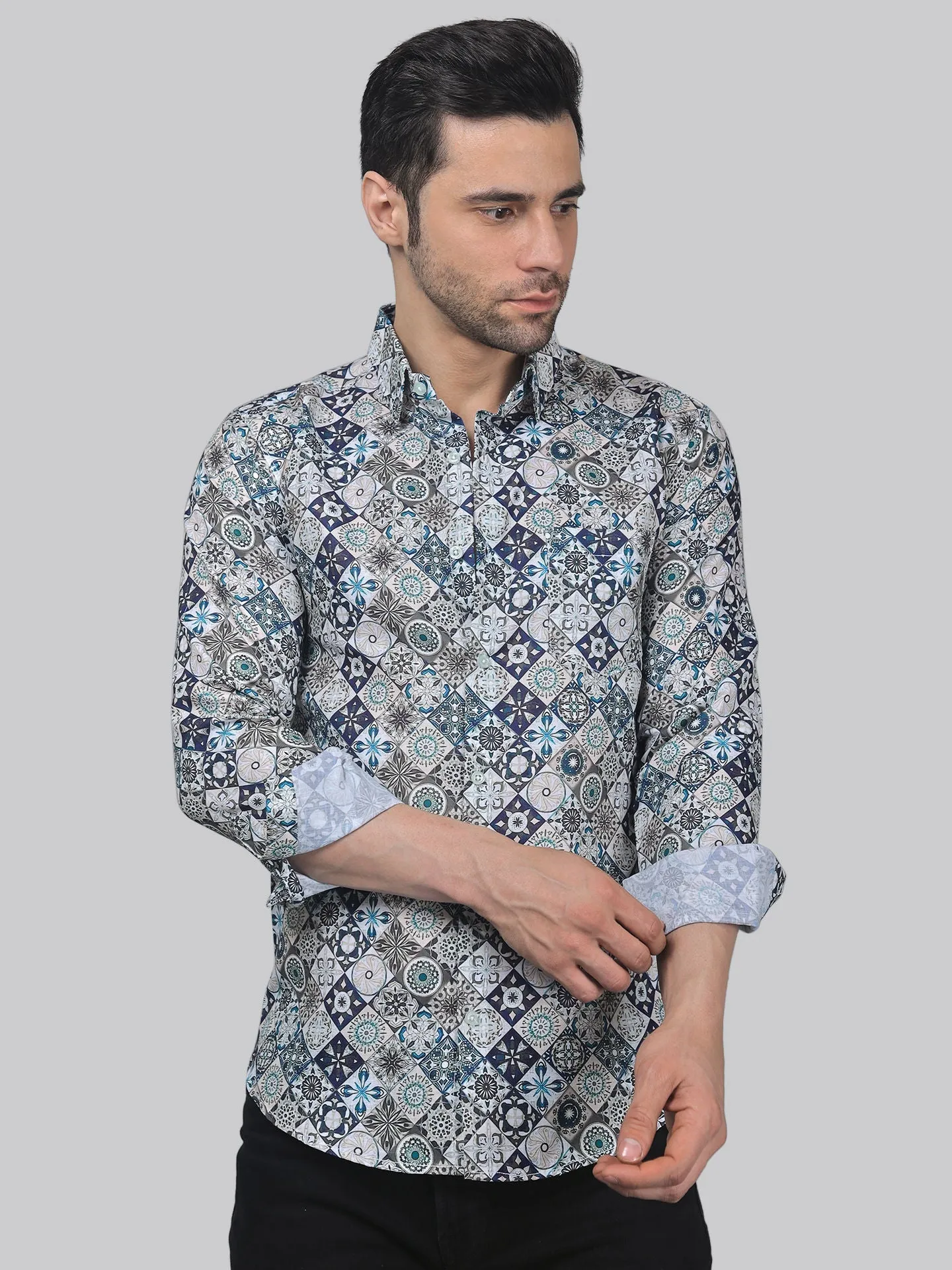 TryBuy Men's Printed Full Sleeve Button-Up Shirt For Men Add Some Pop to Your Outfit!