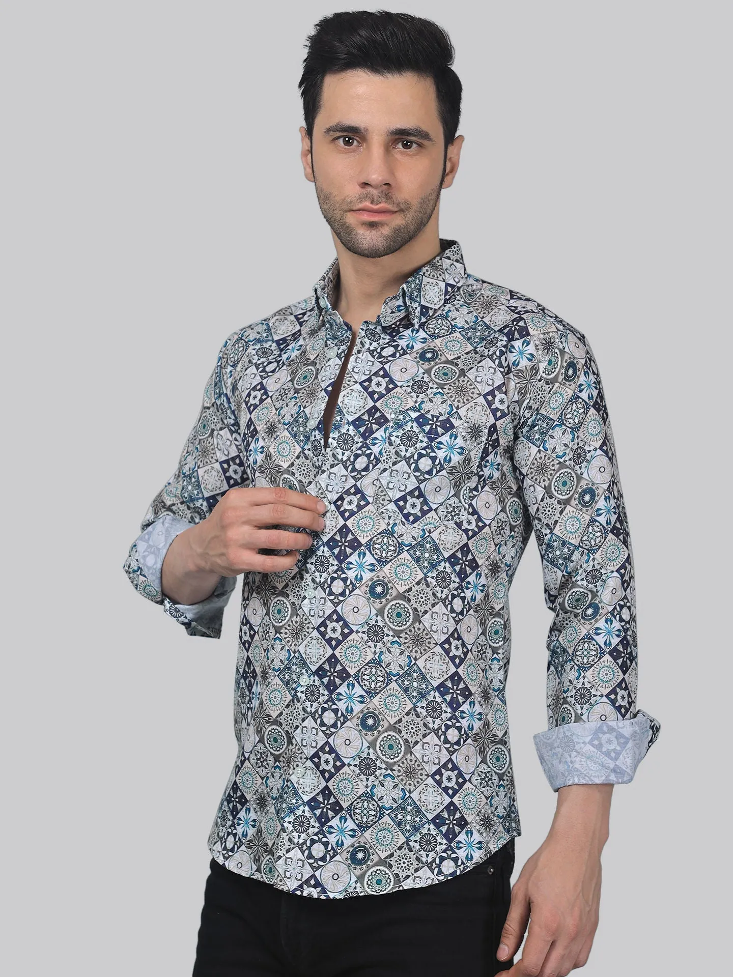 TryBuy Men's Printed Full Sleeve Button-Up Shirt For Men Add Some Pop to Your Outfit!