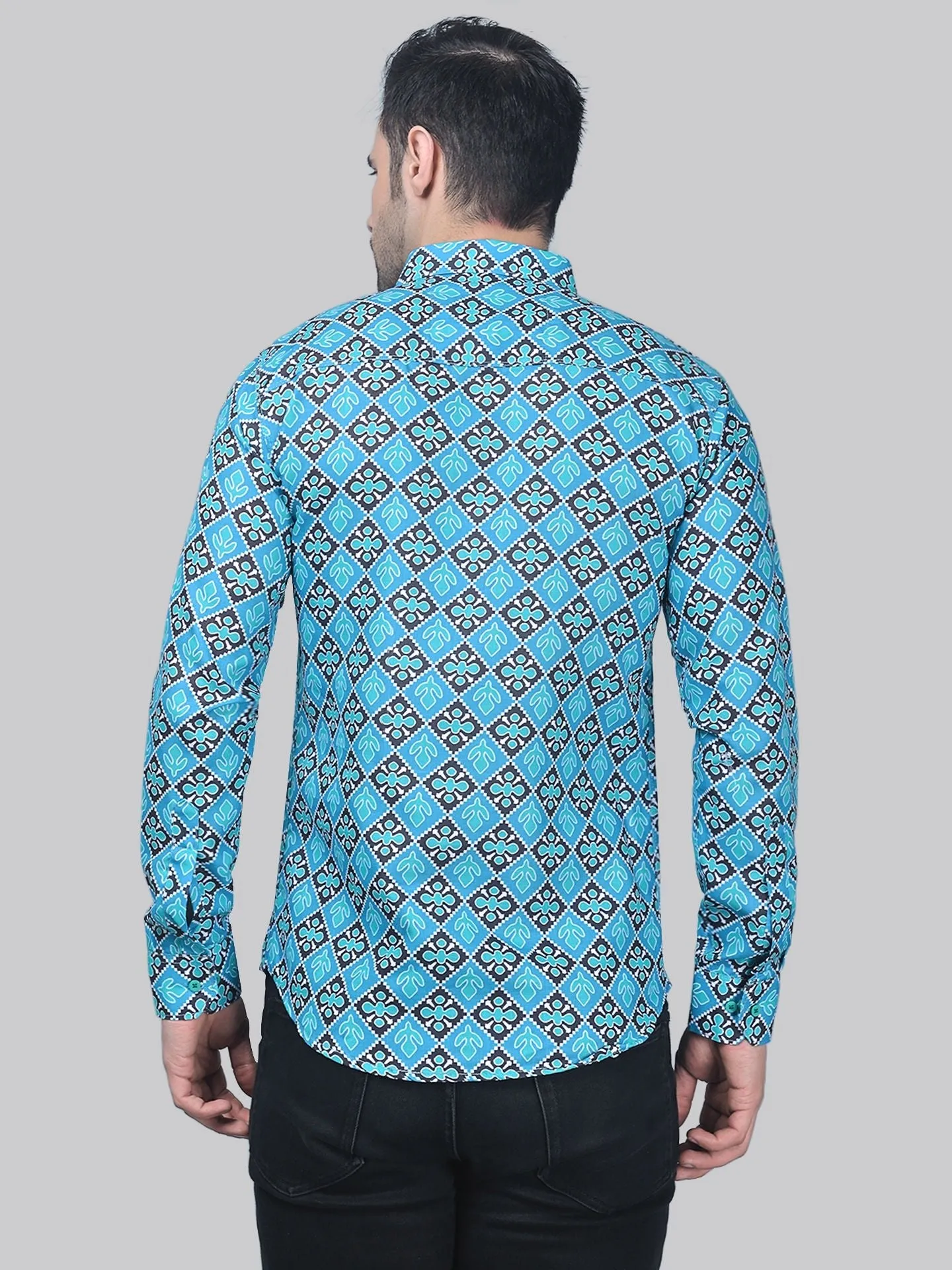 TryBuy Printed Full Sleeve Cotton Button-Up Shirt For Men