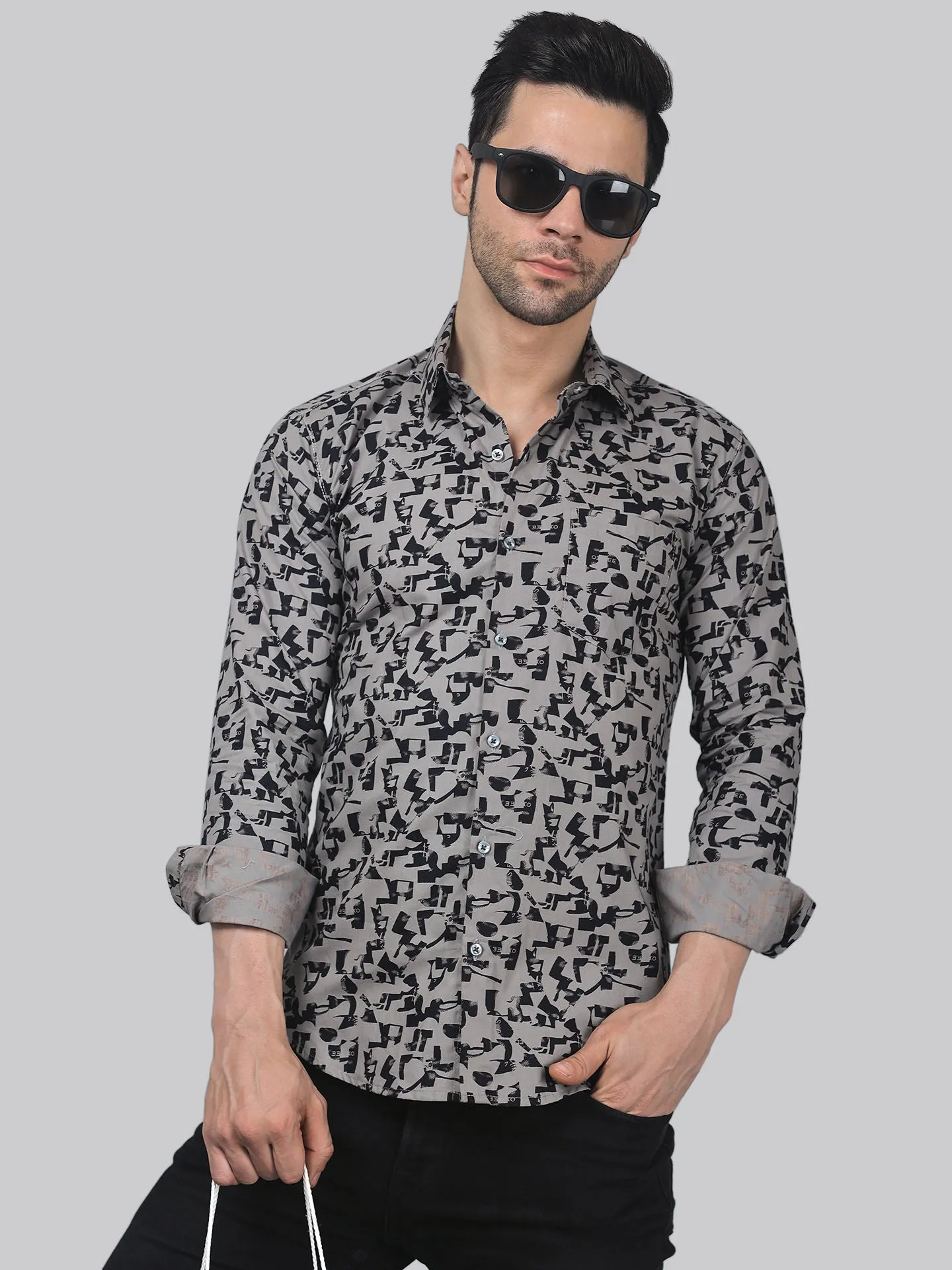 TryBuy Unique Elegant Men's Cotton Printed Full Sleeves Button-Up Shirt For Men