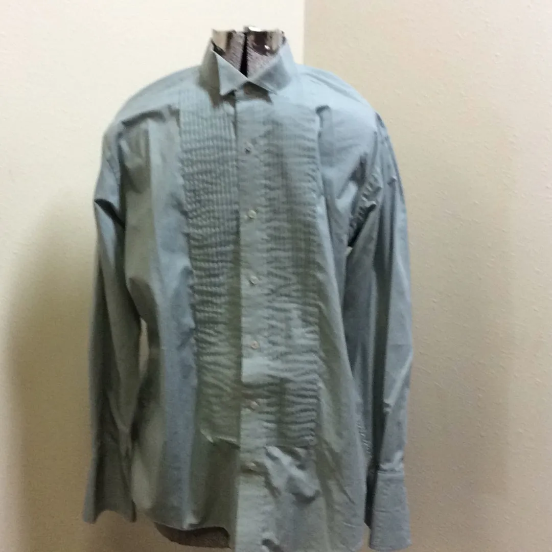 Tuxedo Shirt -Pleated Bib Front Men's Gray Rental For Sale