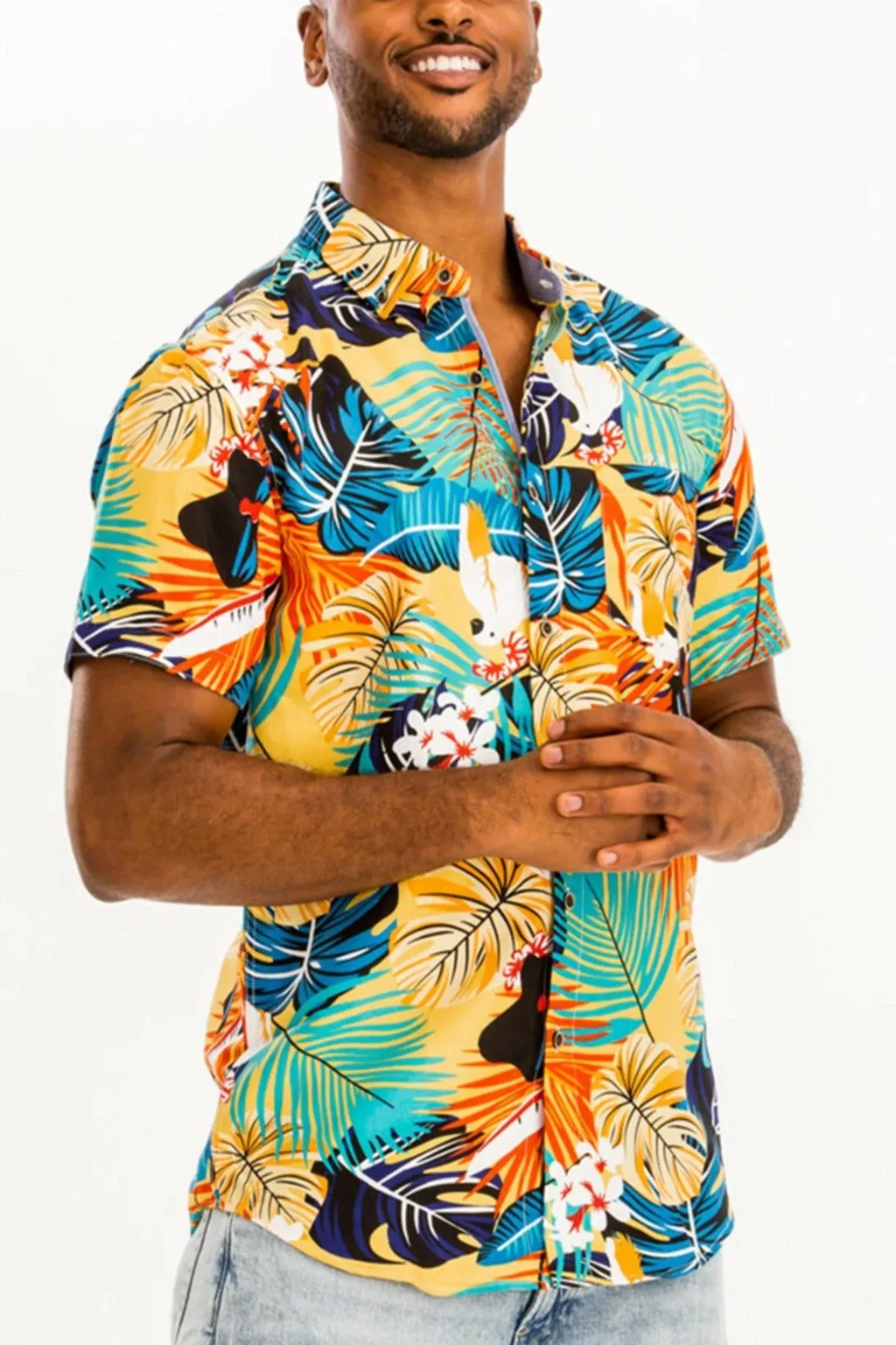 Weiv Hawaiian Print Button Down Shirts