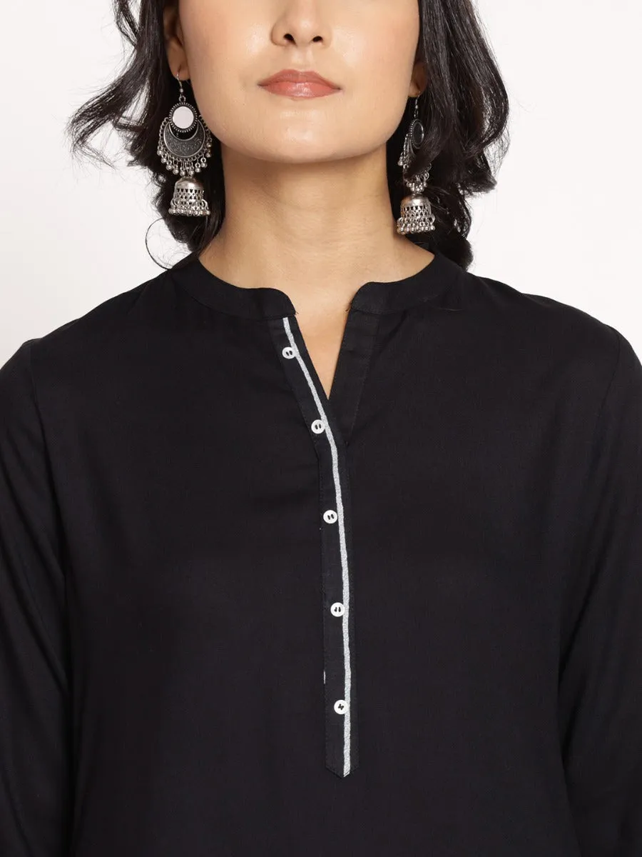 Women Black Solid Kurta With Trouser