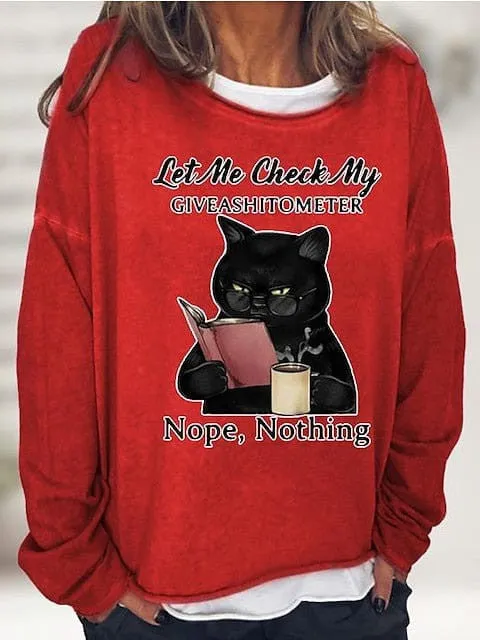 Women's Long Sleeve Cat Print Shirt in Black, Pink, and Wine